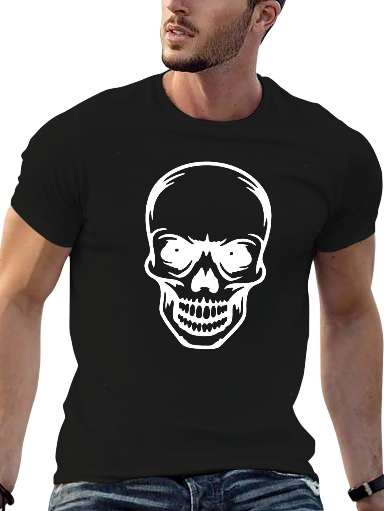 Skull Graphic Tee - Black Cotton Blend