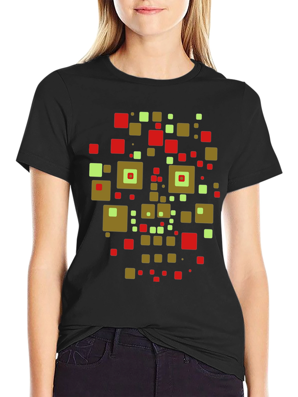 Geometric Squares Graphic Tee - Modern Art Shirt