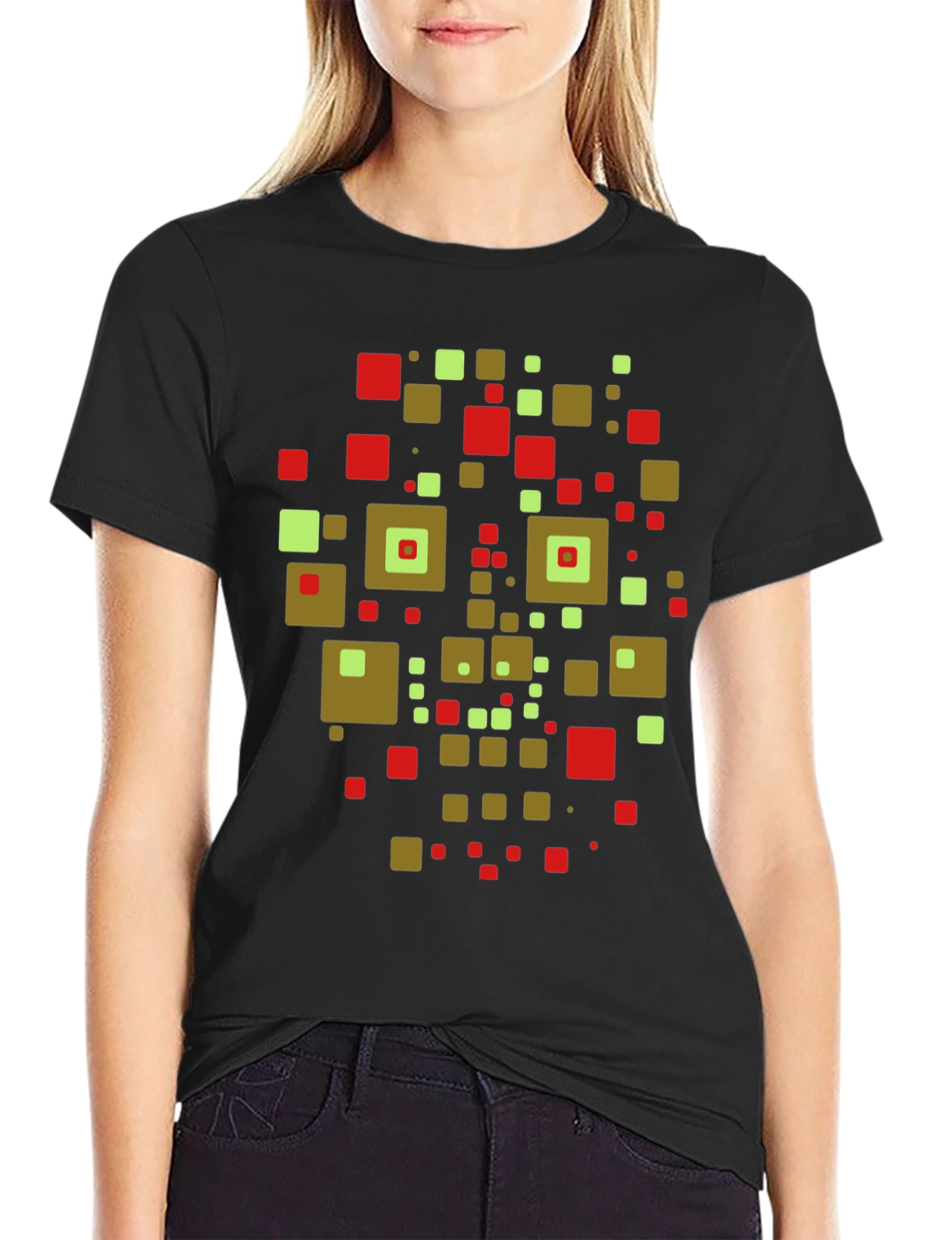 Geometric Squares Graphic Tee - Modern Art Shirt