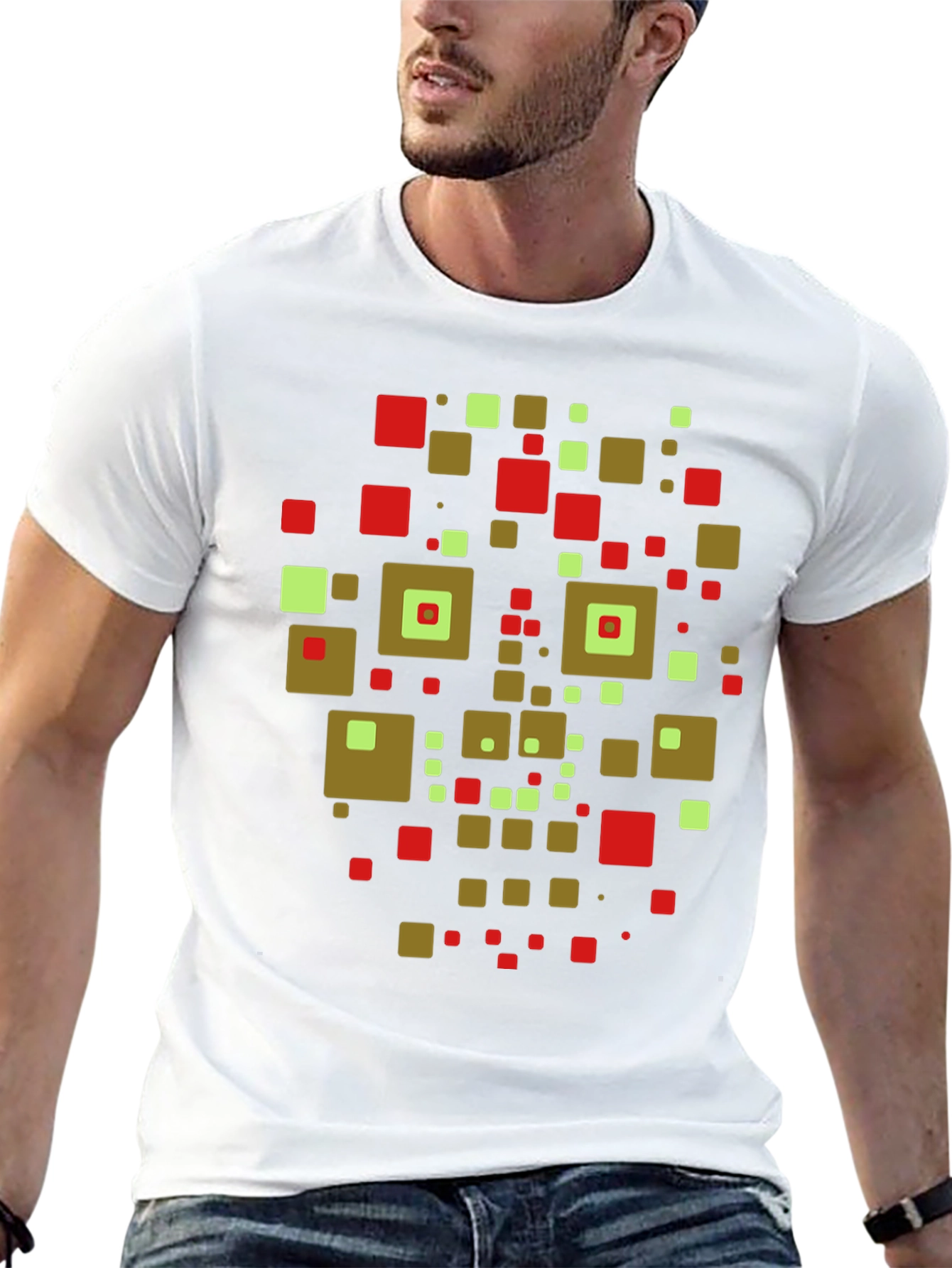 Geometric Squares Graphic Tee - Modern Art Shirt