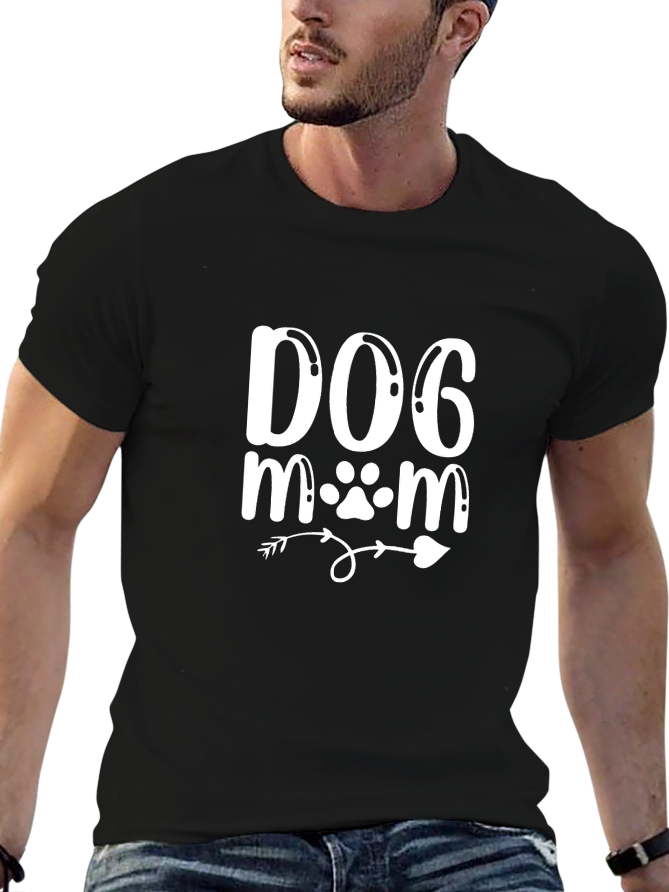 Dog Mom Arrow Graphic Tee - Black