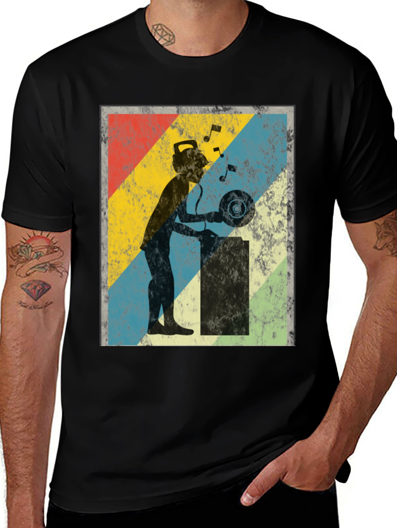 Retro DJ Silhouette T-Shirt - Vintage Music Lover Tee
