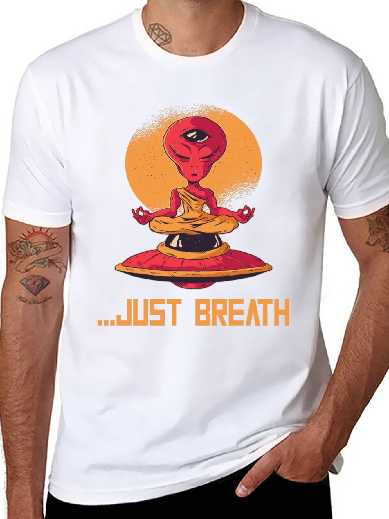 Meditating Alien Graphic Tee - Just Breathe