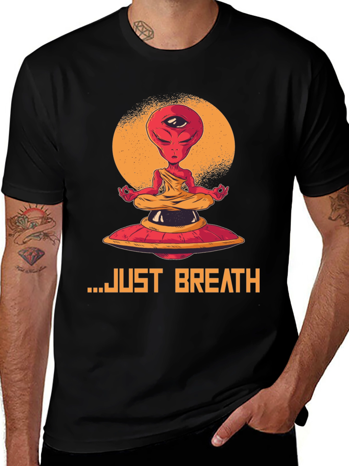 Meditating Alien Graphic Tee - Just Breathe