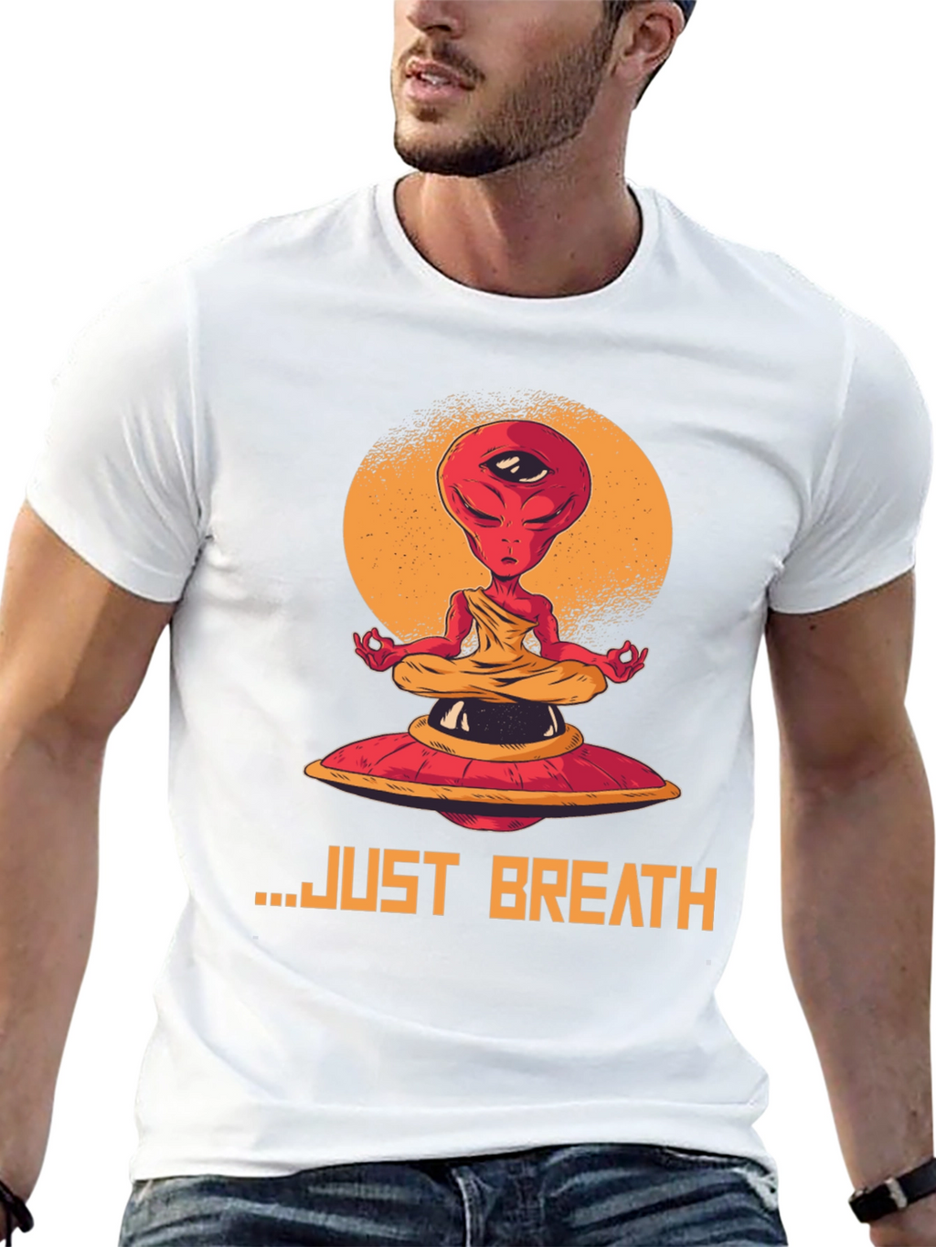 Meditating Alien Graphic Tee - Just Breathe