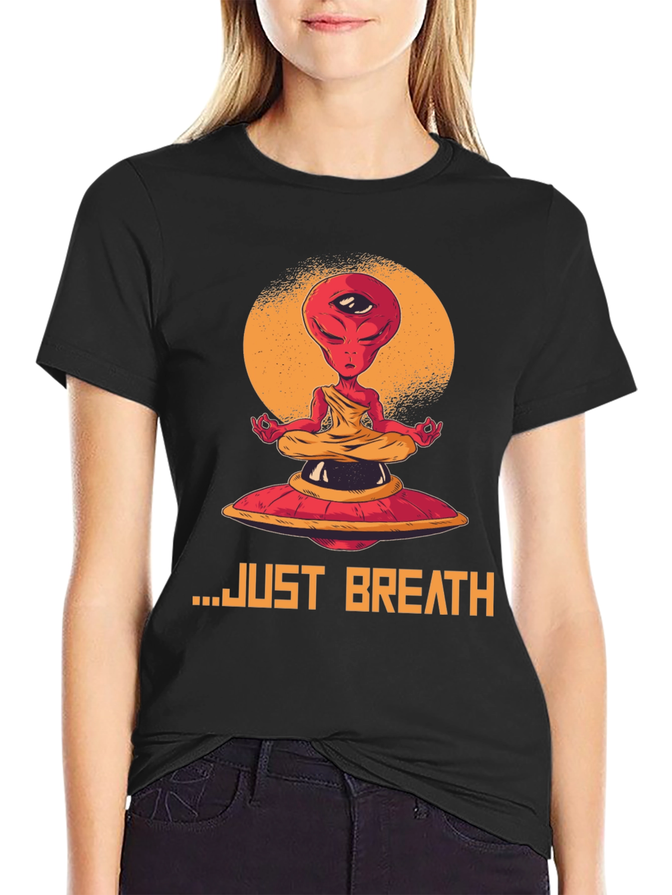 Meditating Alien Graphic Tee - Just Breathe