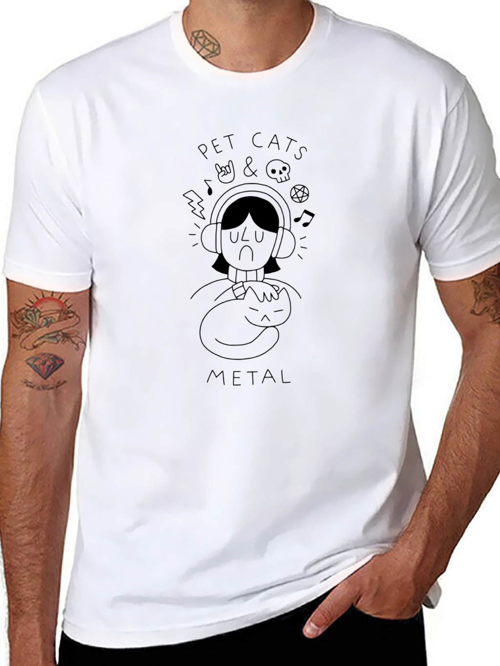 Pet Cats & Metal Black T-Shirt