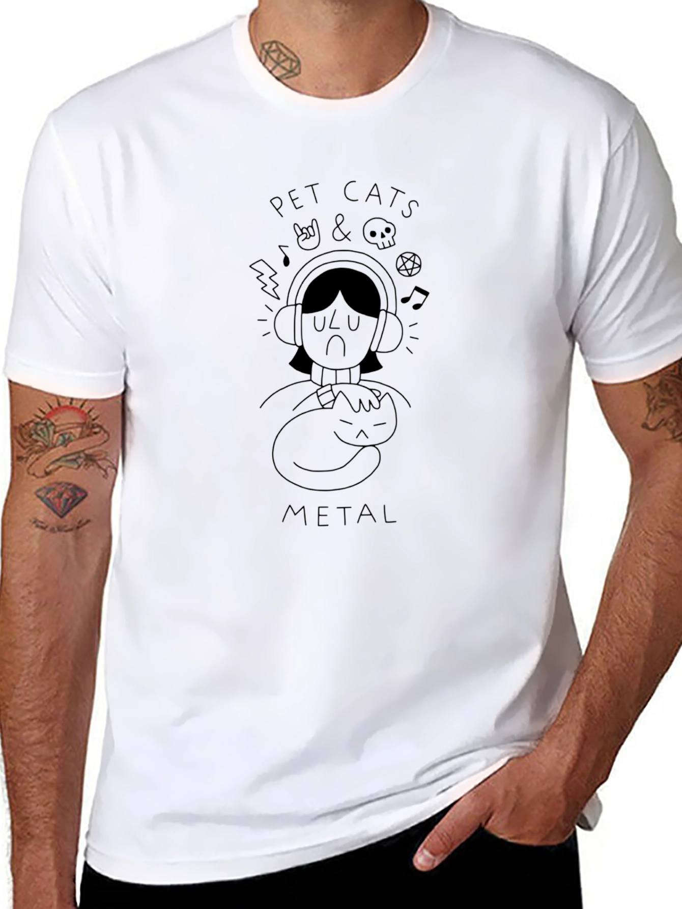 Pet Cats & Metal Black T-Shirt