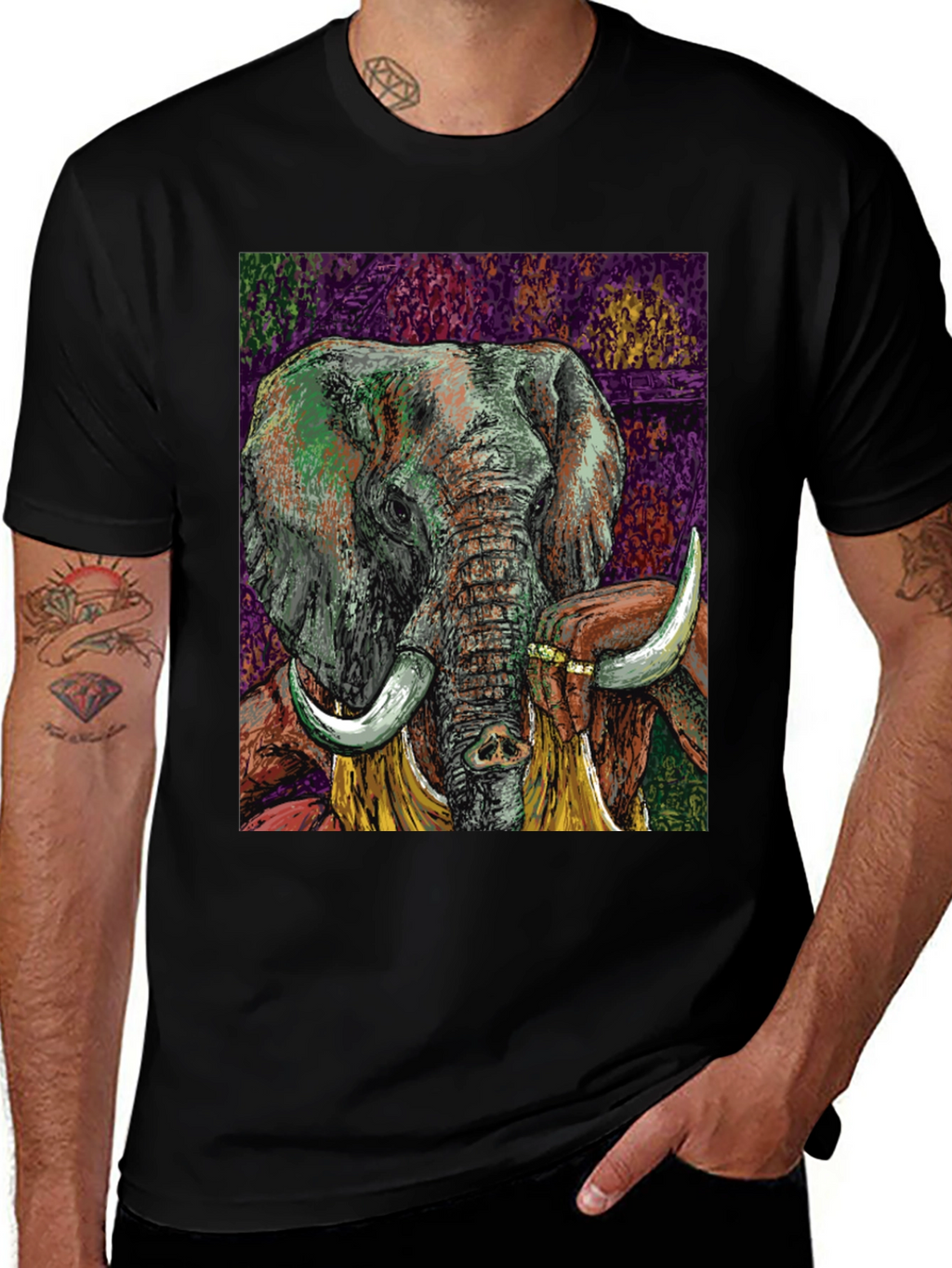 Elephant Art Graphic T-Shirt