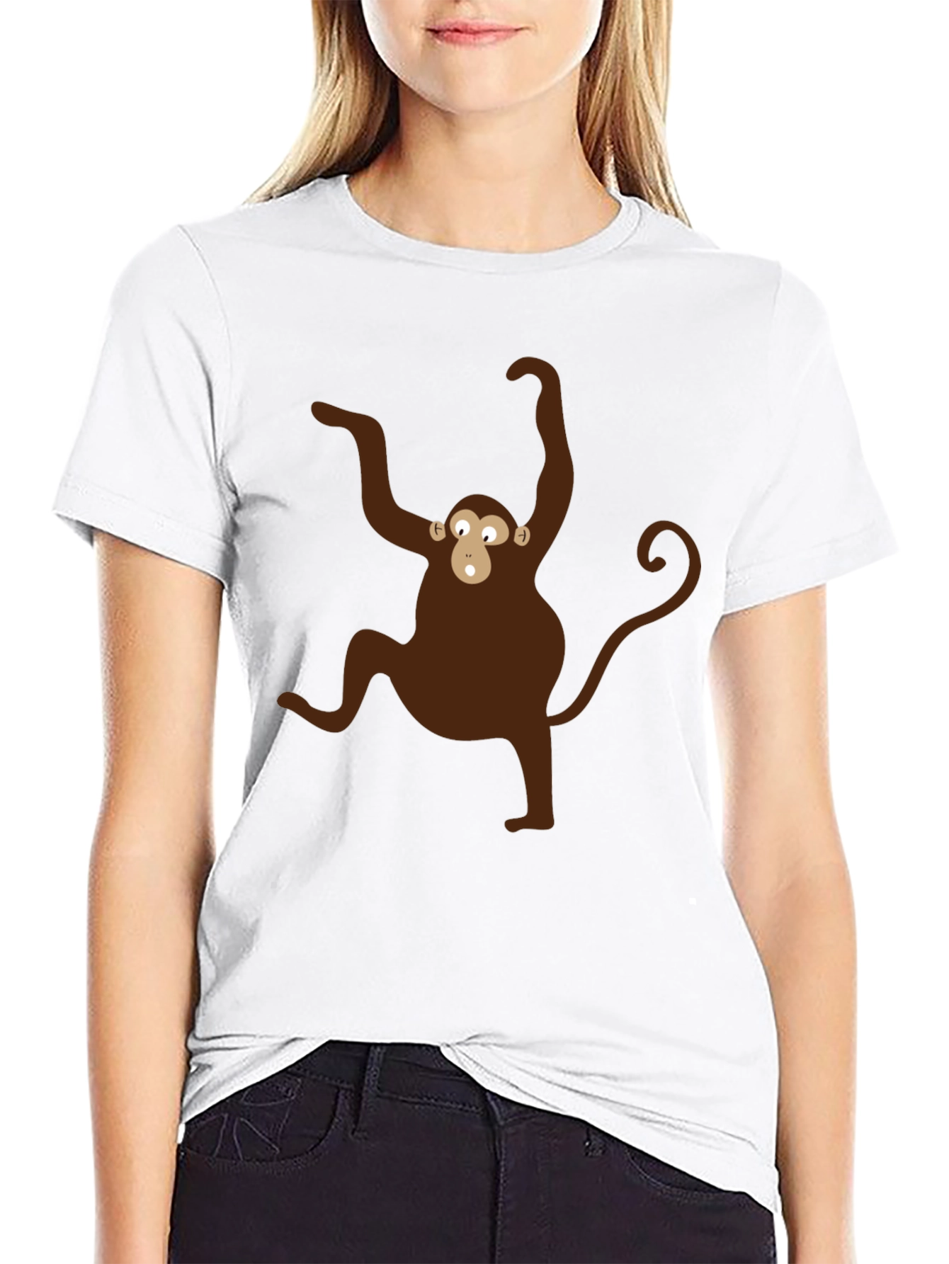 Monkey Graphic T-Shirt - Black Crew Neck Tee