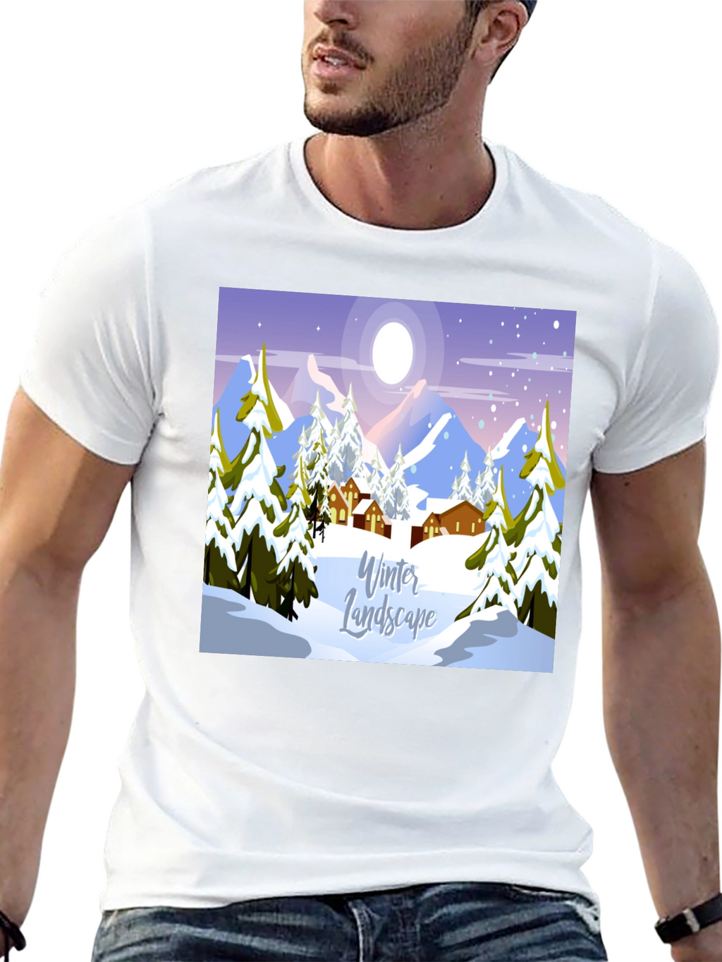Winter Landscape Graphic Tee - Black