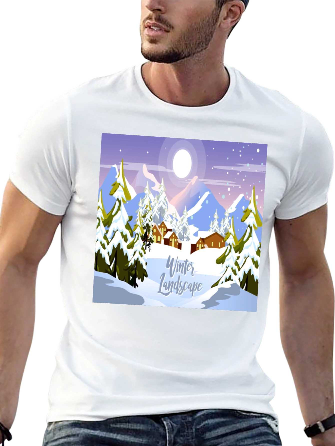 Winter Landscape Graphic Tee - Black