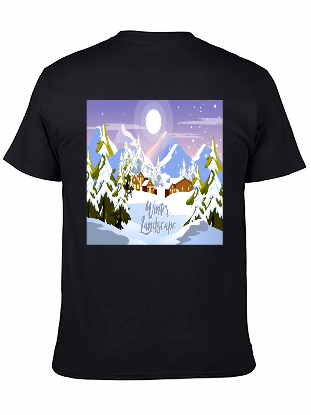 Winter Landscape Graphic Tee - Black