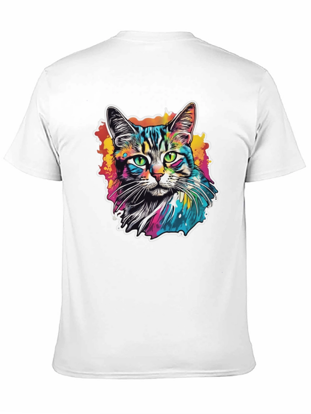 Psychedelic Cat Graphic Black T-Shirt