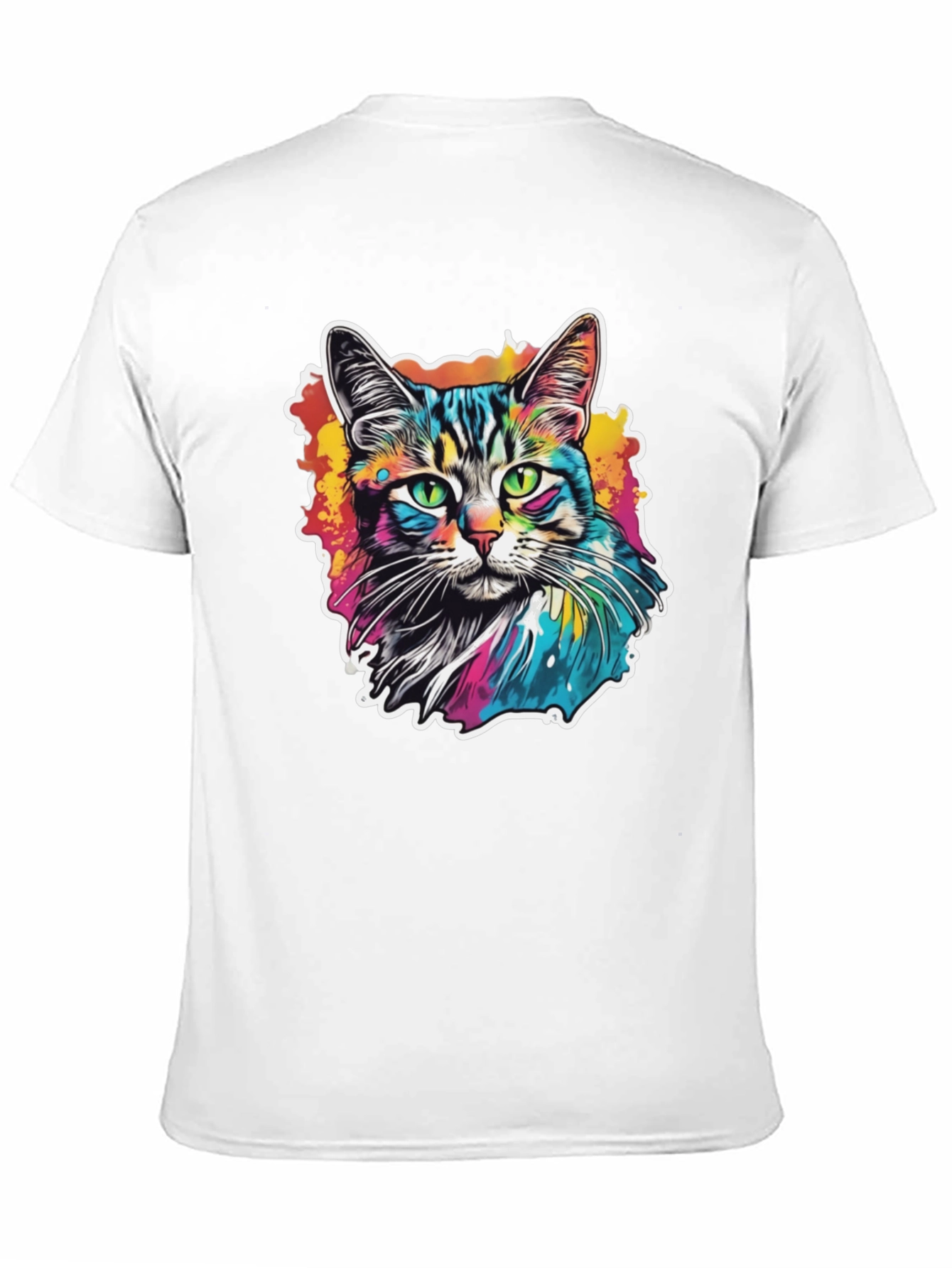 Psychedelic Cat Graphic Black T-Shirt