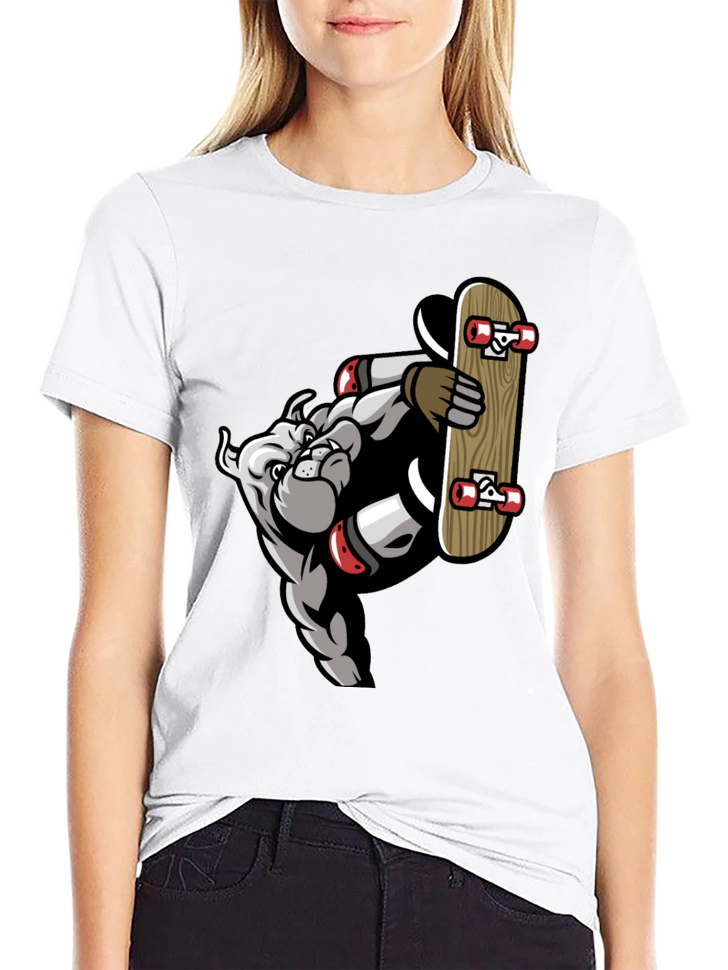 Bulldog Skateboarder Graphic Tee - Cool Streetwear
