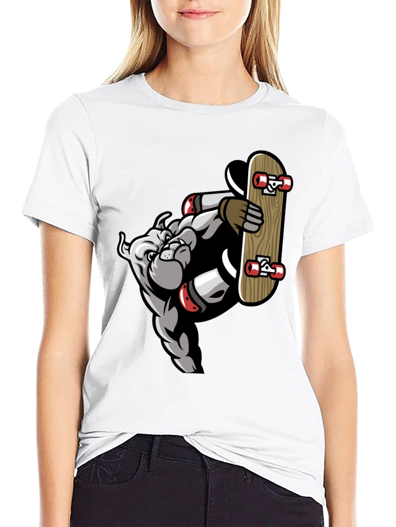 Bulldog Skateboarder Graphic Tee - Cool Streetwear