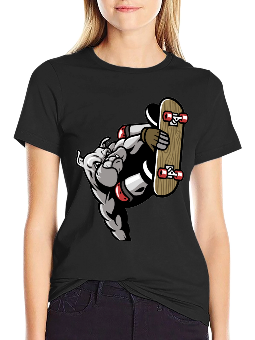 Bulldog Skateboarder Graphic Tee - Cool Streetwear