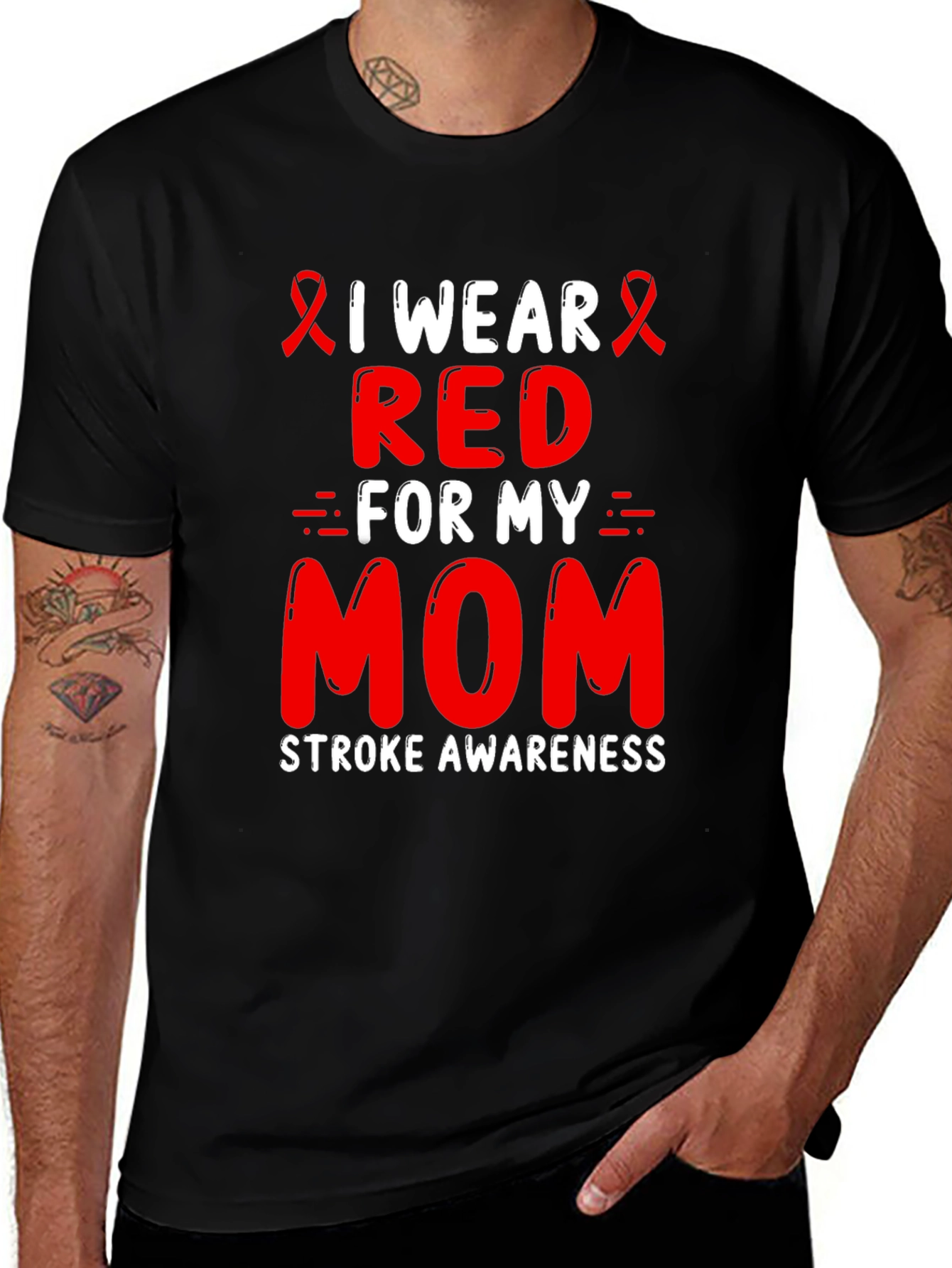 I Wear Red For My Mom Stroke Awareness T-Shirt