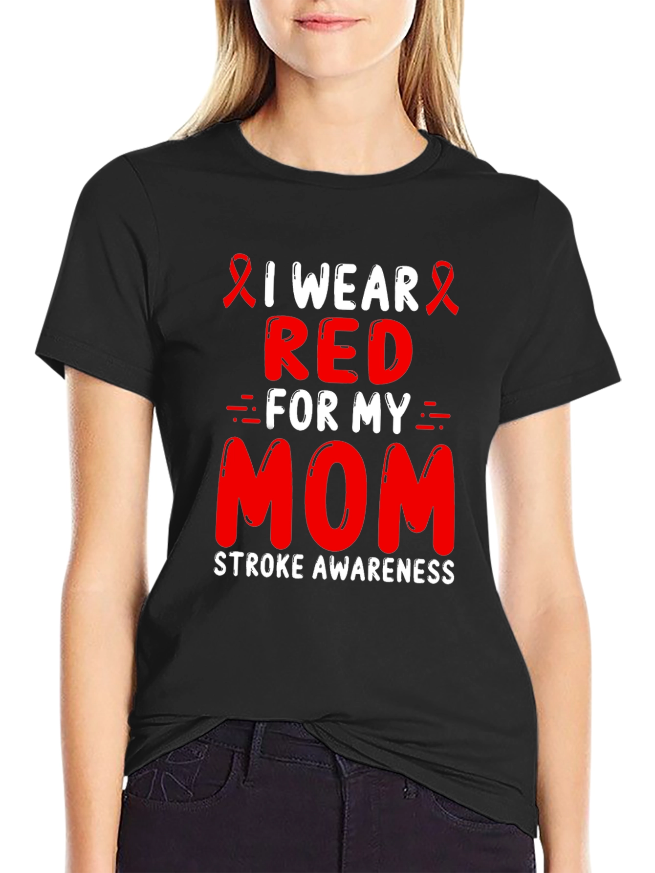 I Wear Red For My Mom Stroke Awareness T-Shirt