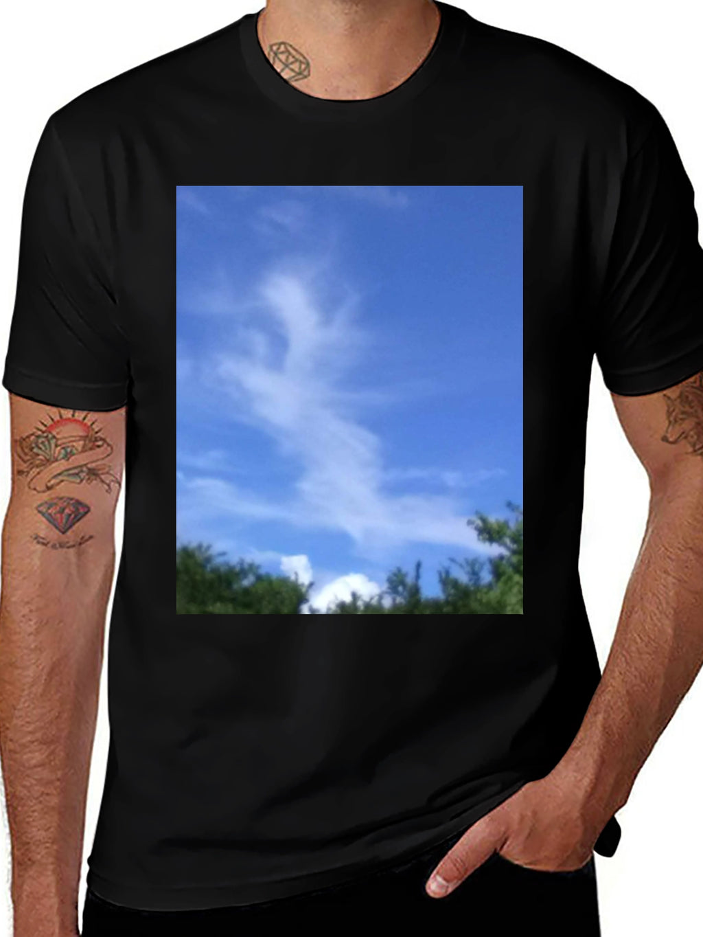 Sky Cloud Nature Graphic Tee - Black Unisex T-Shirt
