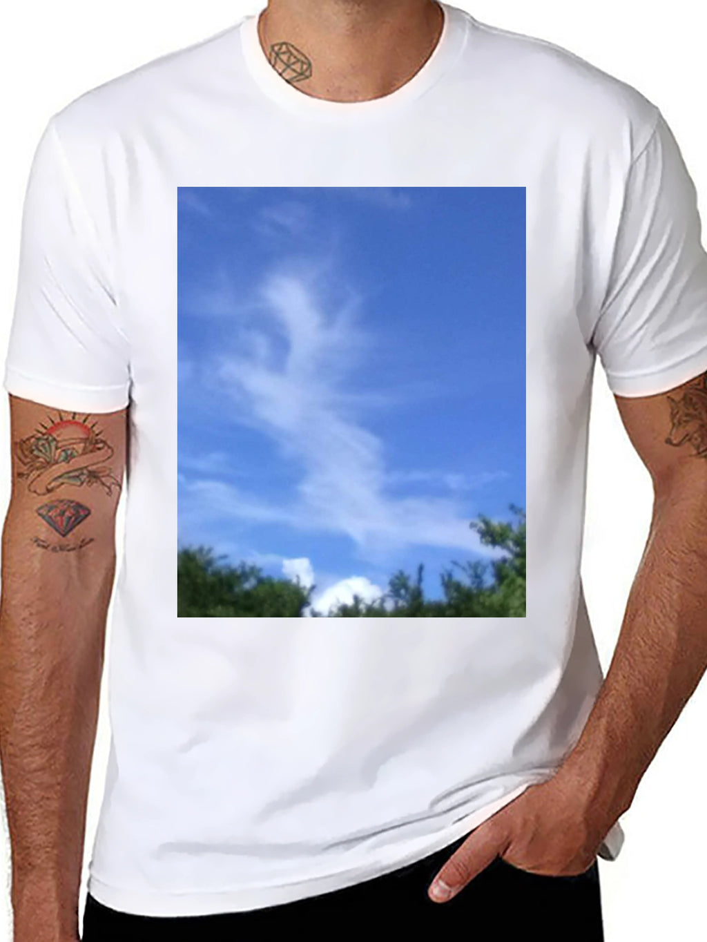 Sky Cloud Nature Graphic Tee - Black Unisex T-Shirt