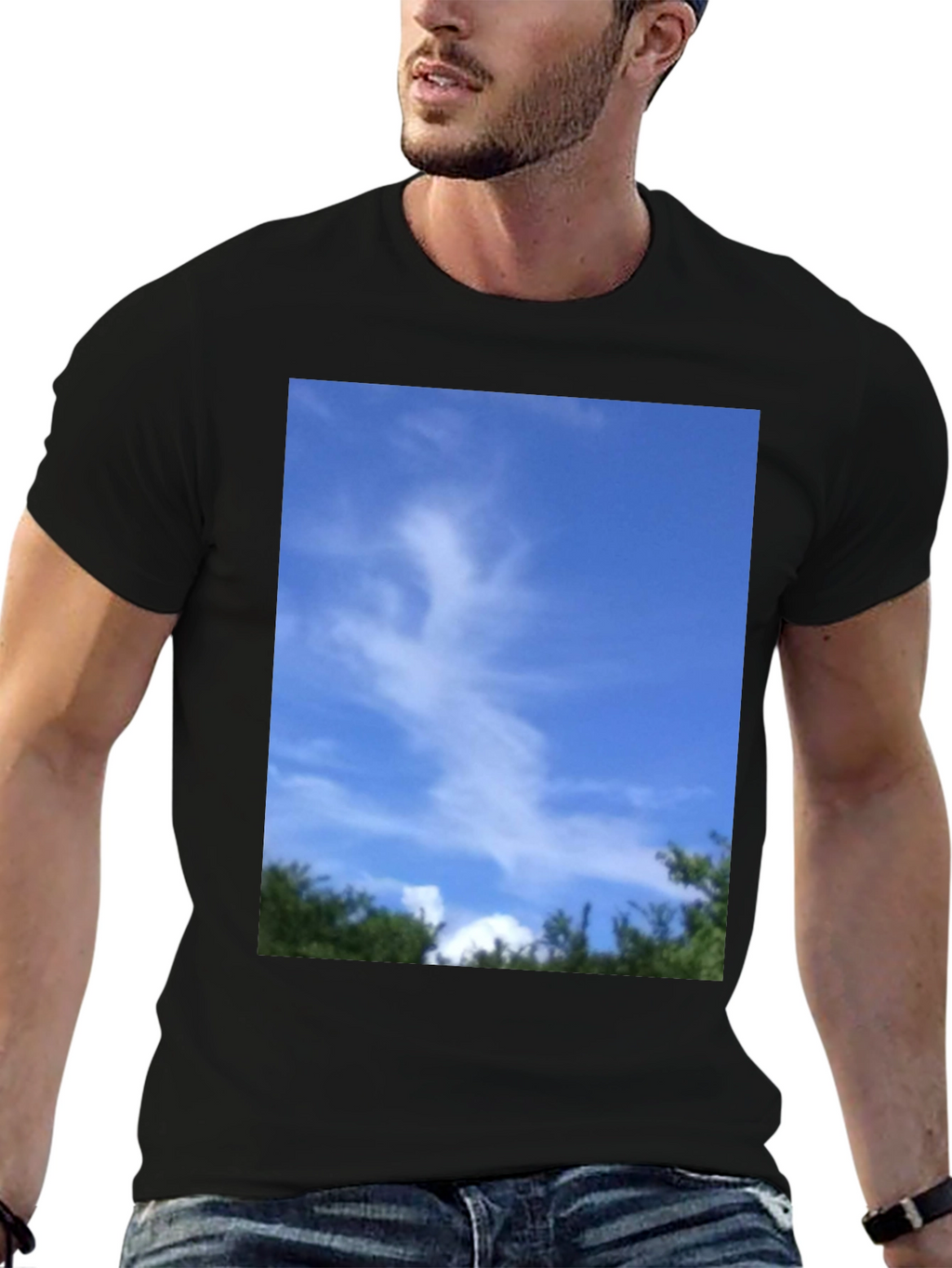 Sky Cloud Nature Graphic Tee - Black Unisex T-Shirt