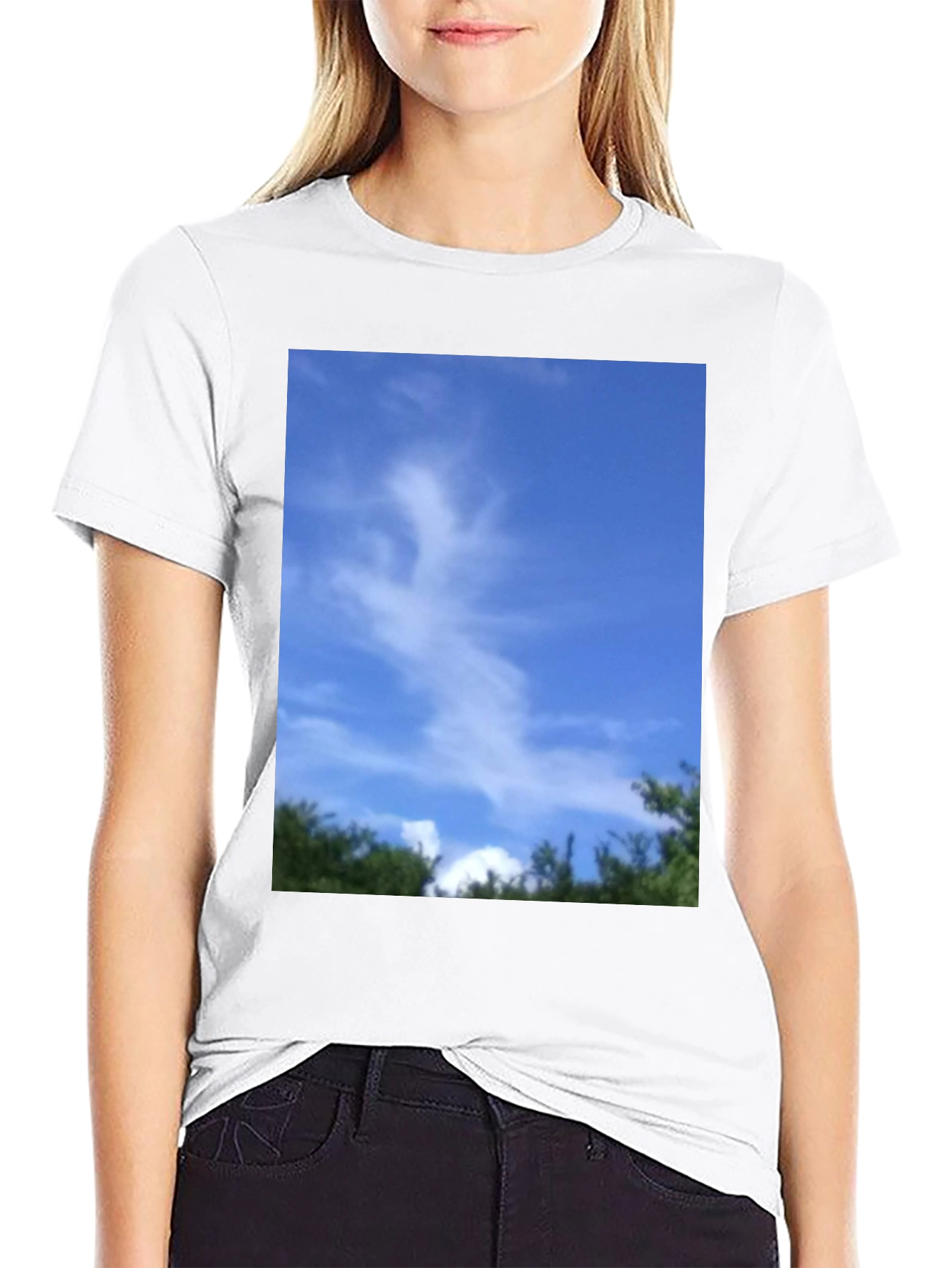 Sky Cloud Nature Graphic Tee - Black Unisex T-Shirt