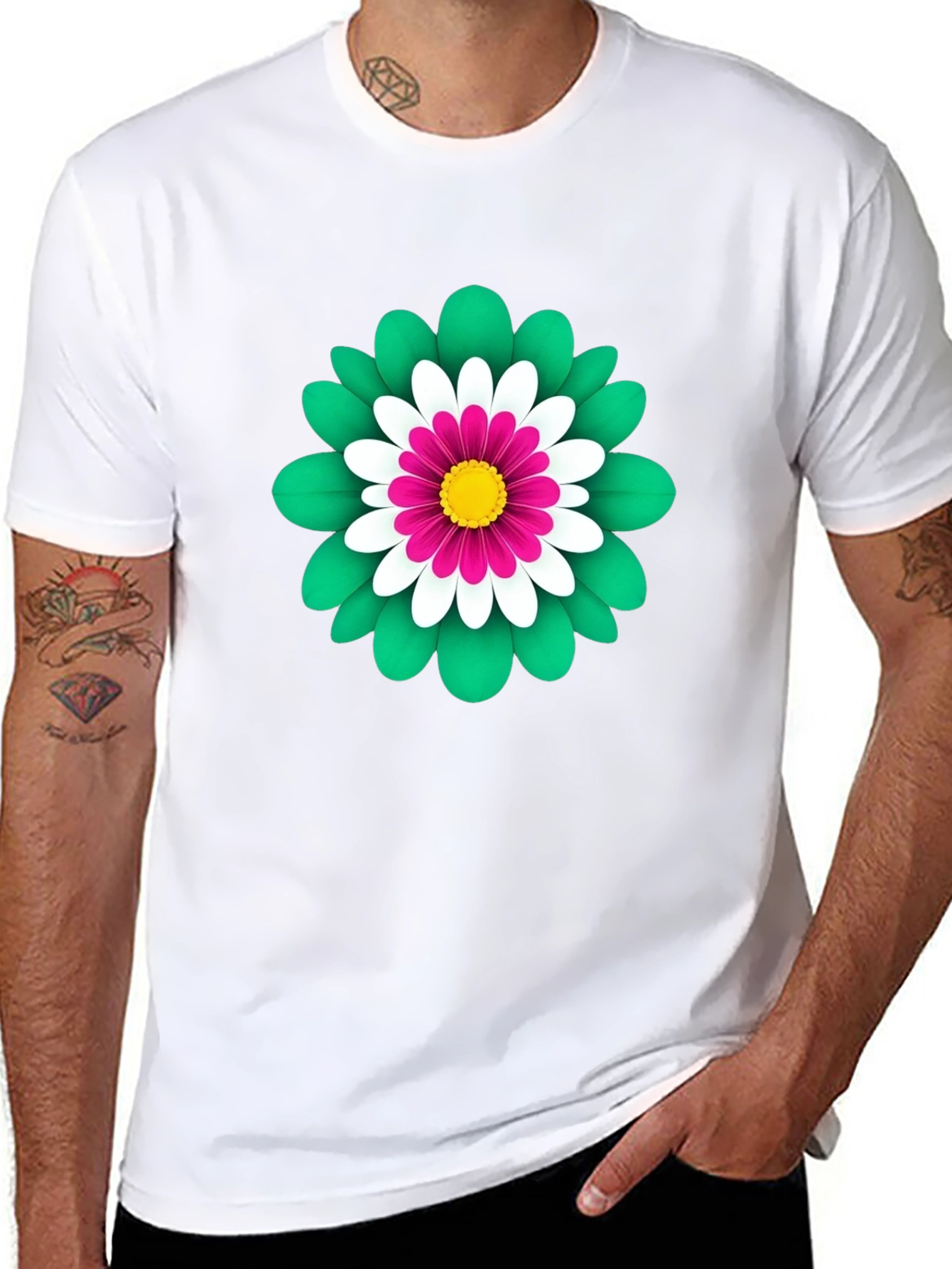 Floral Graphic Print Tee - Soft Cotton Blend