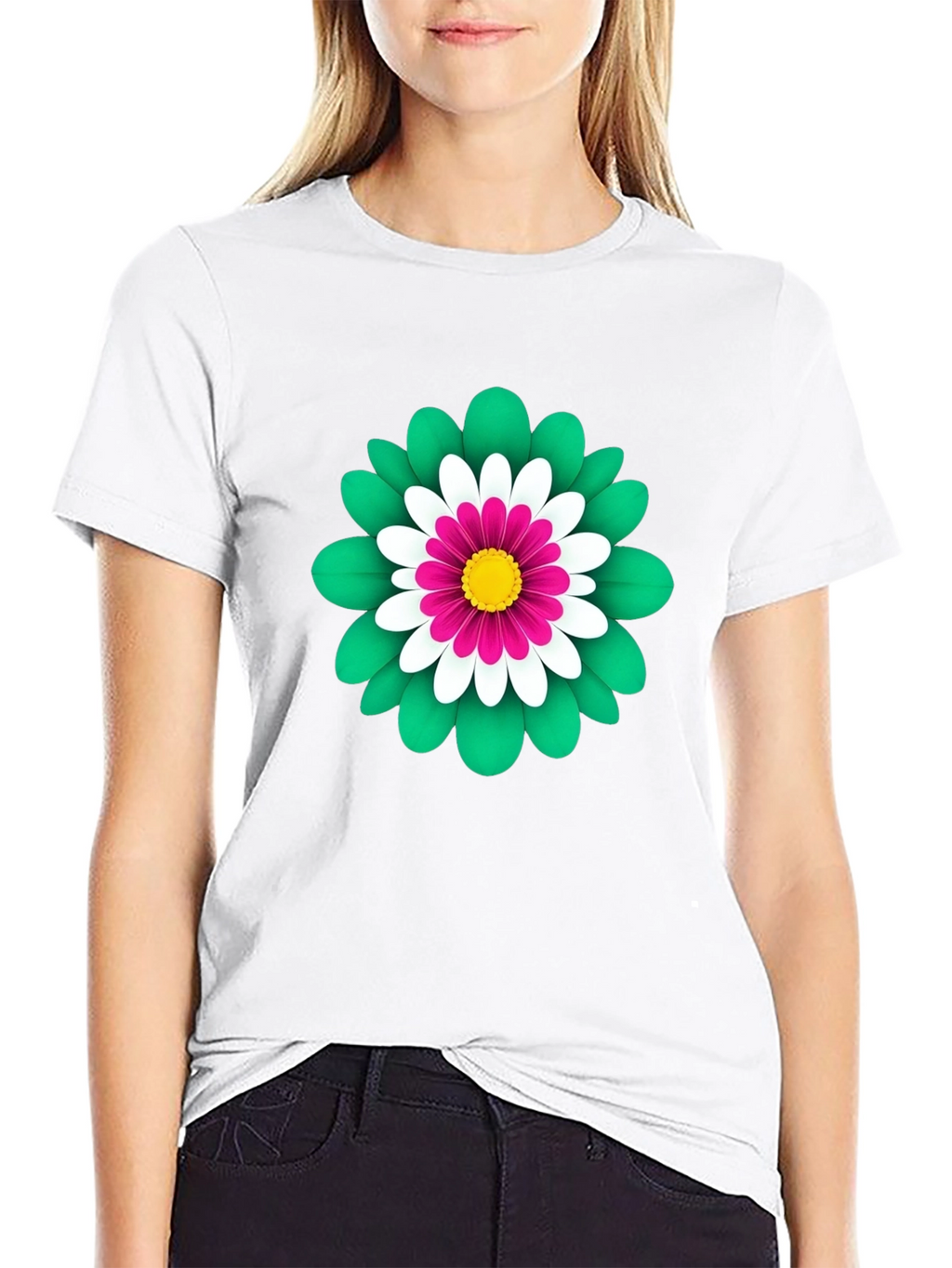 Floral Graphic Print Tee - Soft Cotton Blend