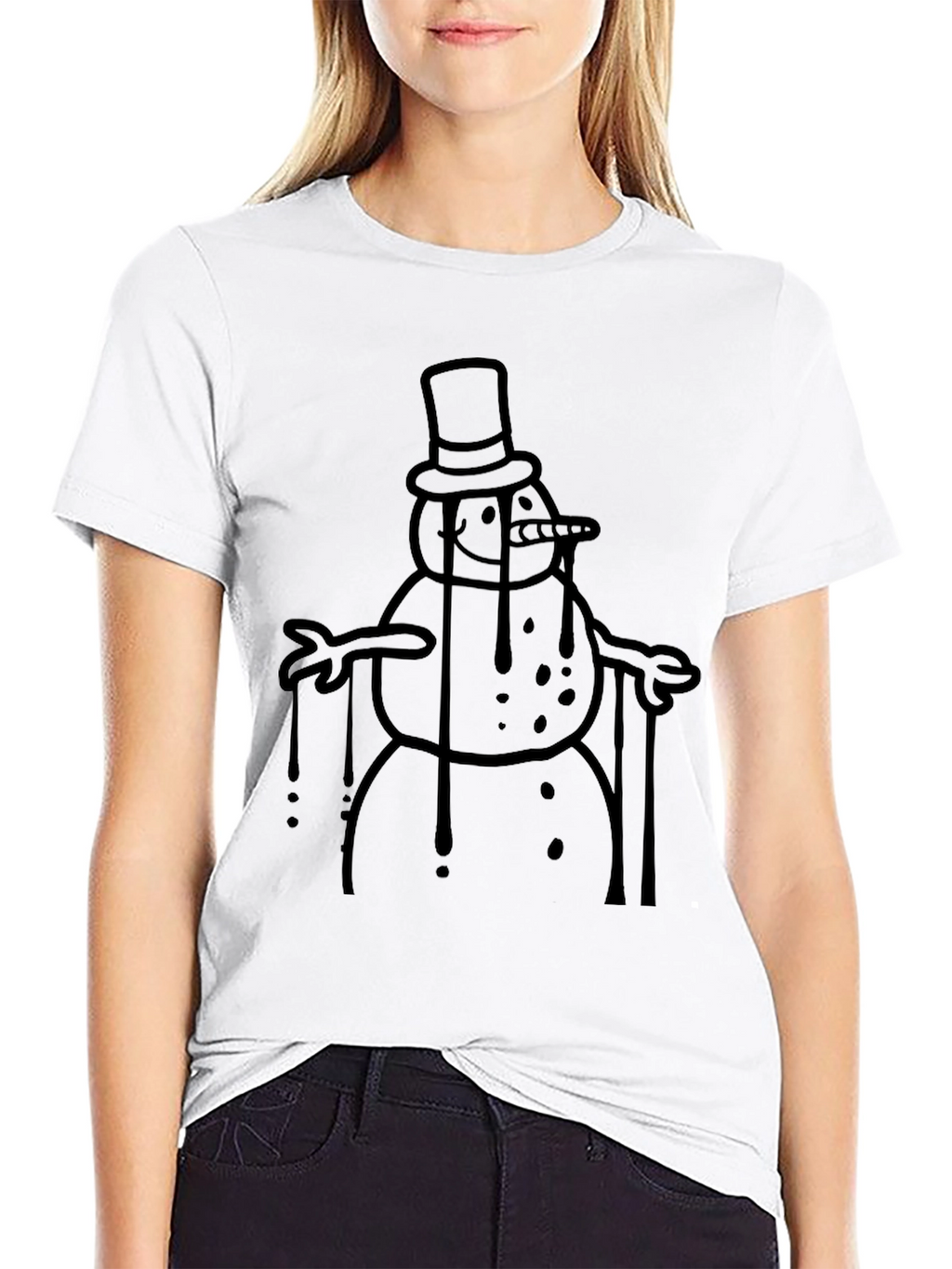 Melting Snowman Graphic Tee - Black