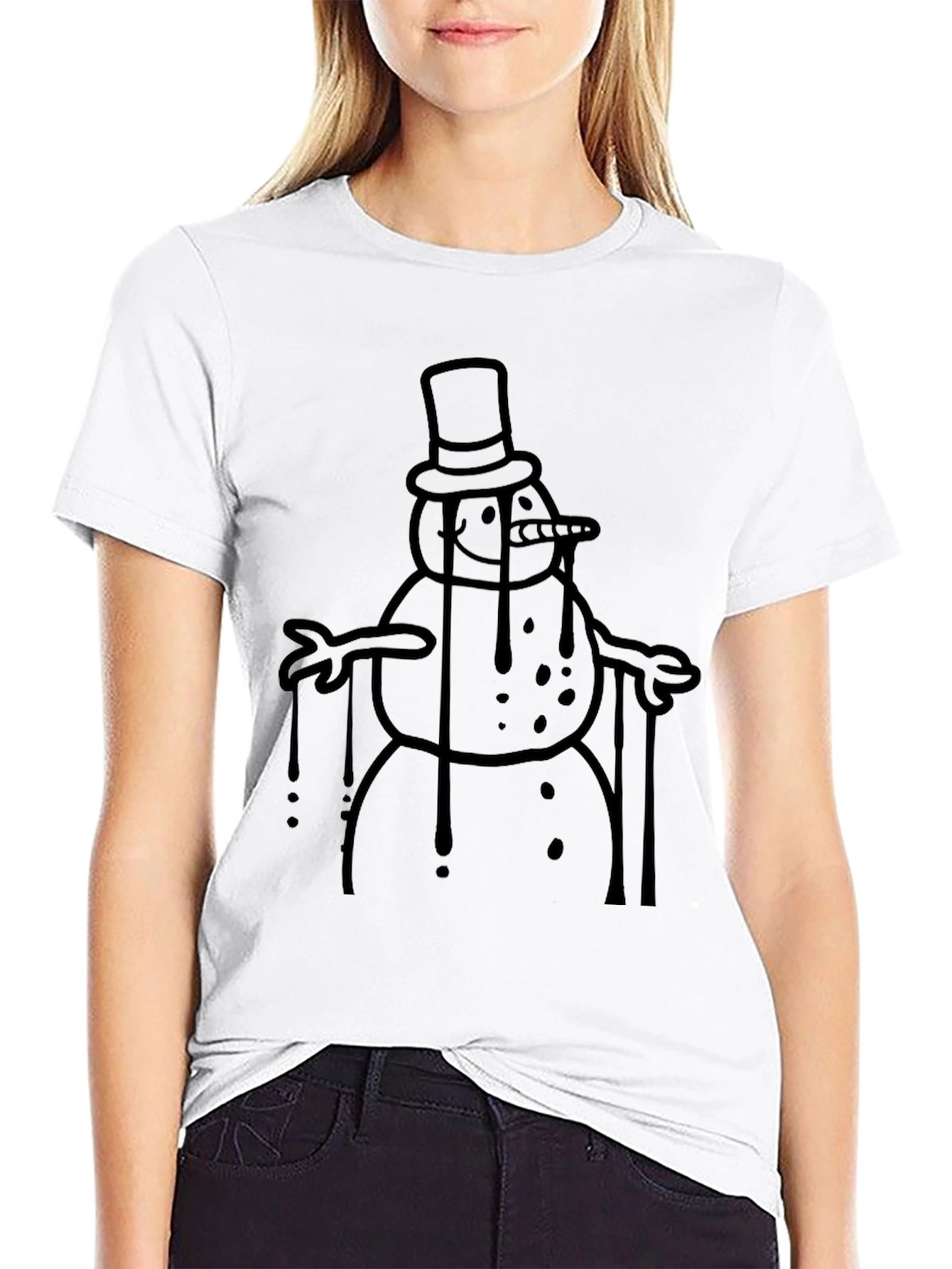 Melting Snowman Graphic Tee - Black