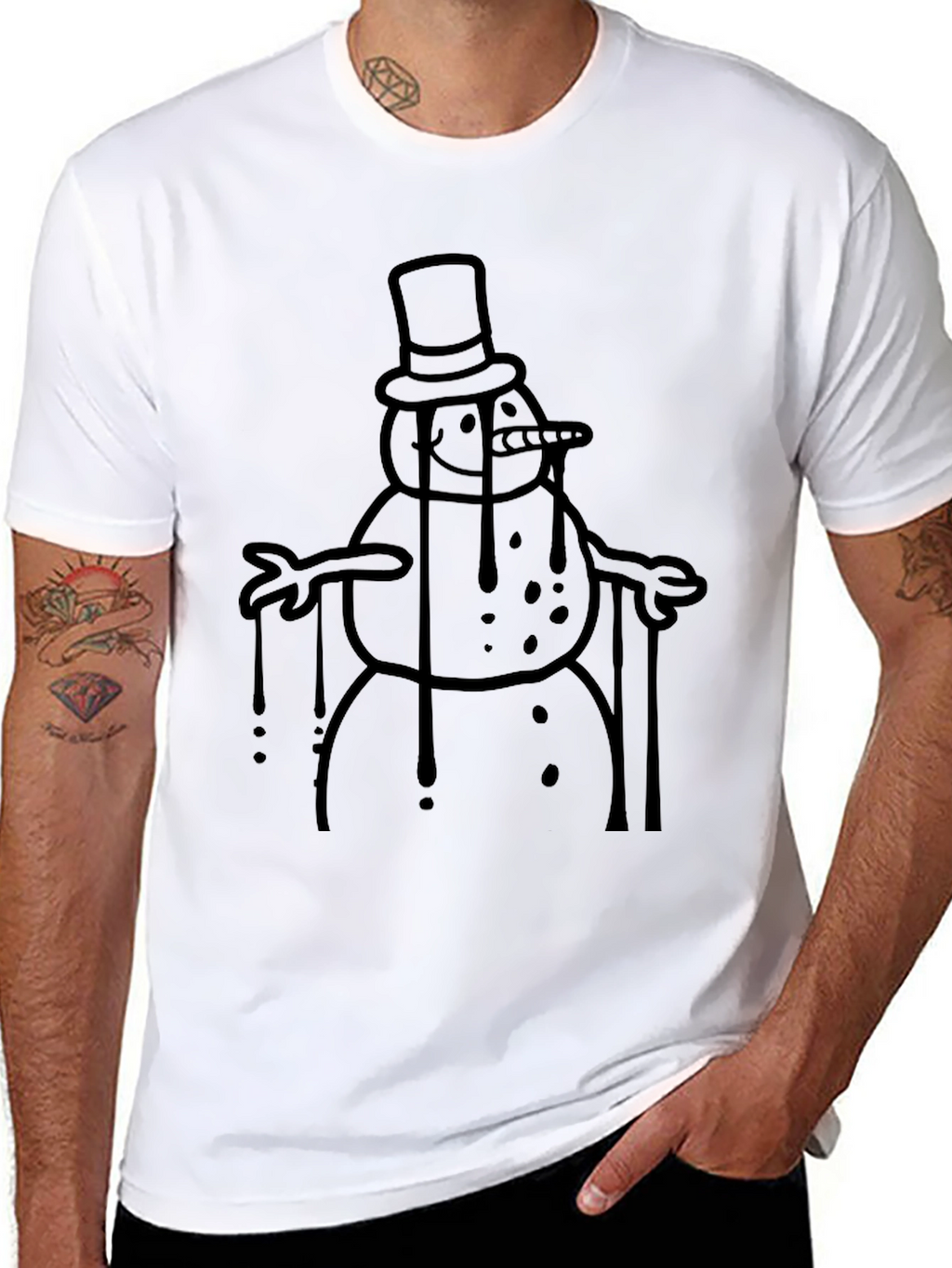 Melting Snowman Graphic Tee - Black