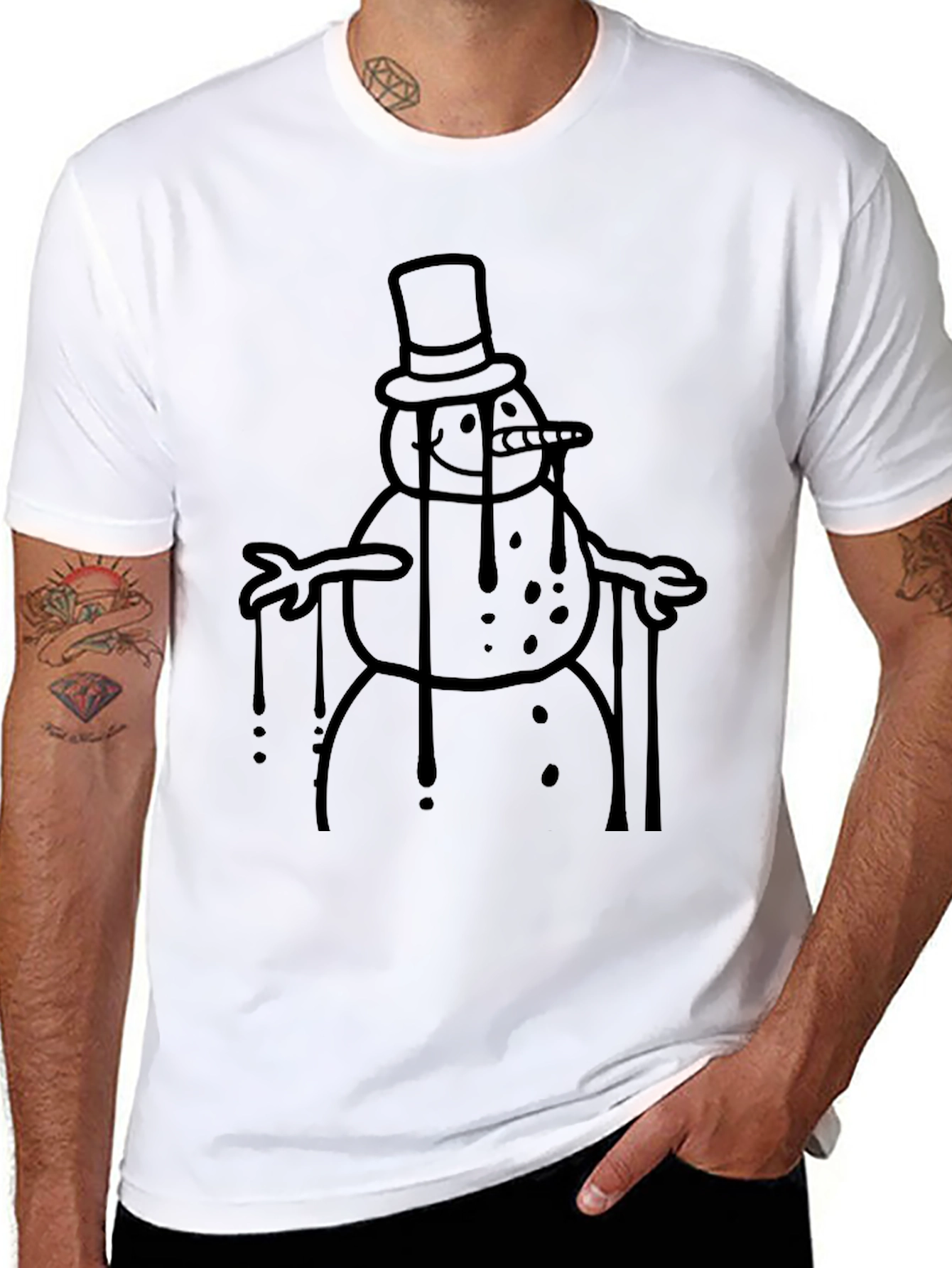 Melting Snowman Graphic Tee - Black