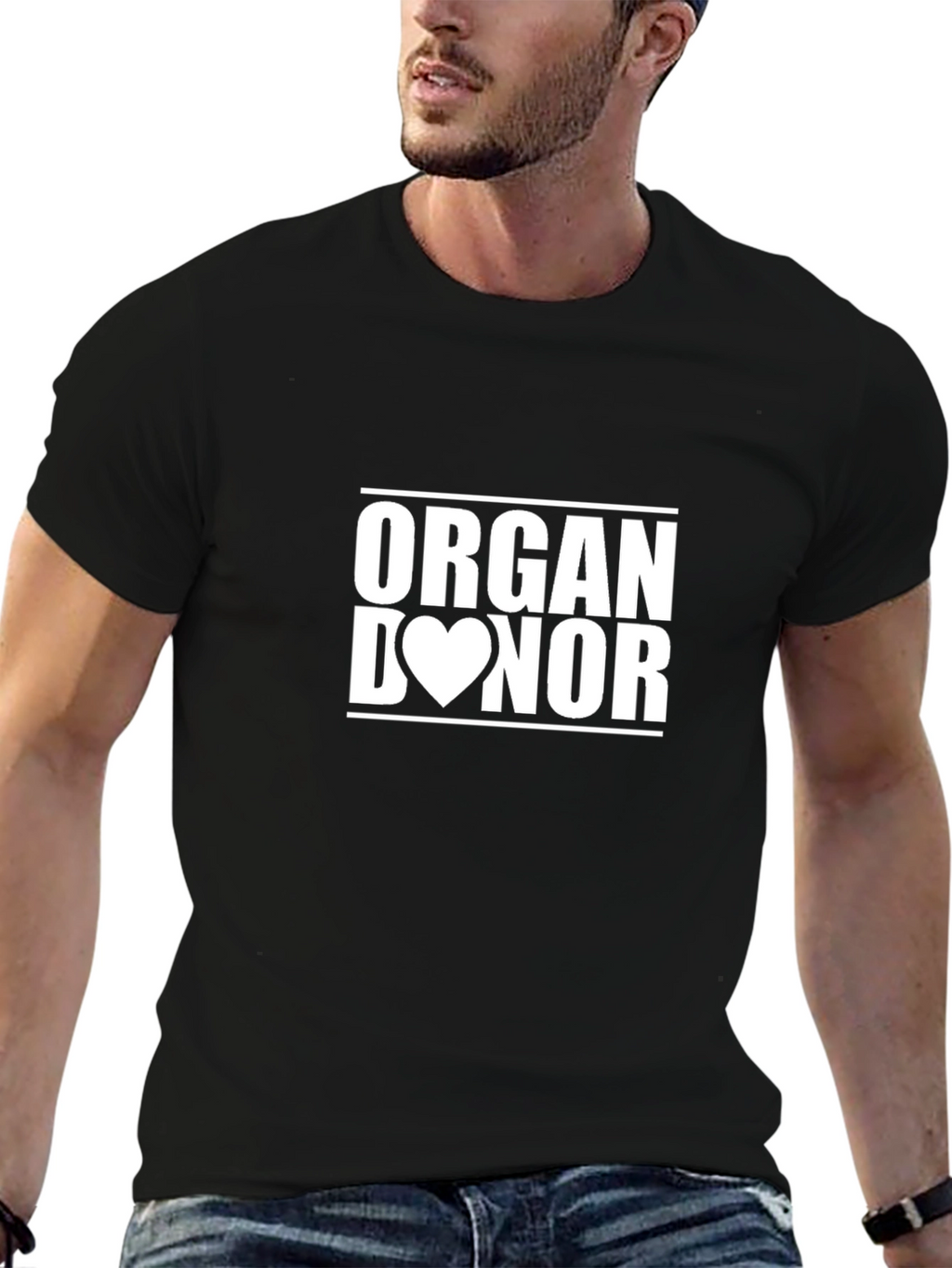 Organ Donor Heart Graphic Black T-Shirt
