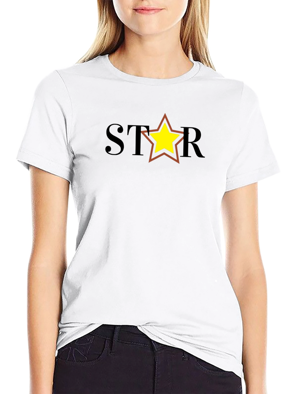 Star Graphic Tee - Black Cotton Blend Casual Shirt