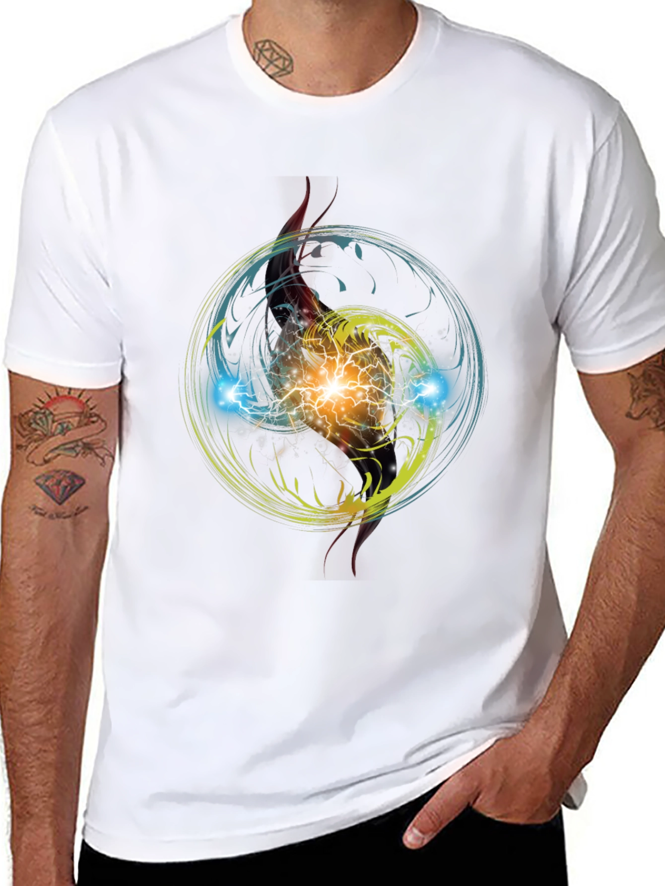 Electric Burst Graphic Tee - Stylish Black T-Shirt