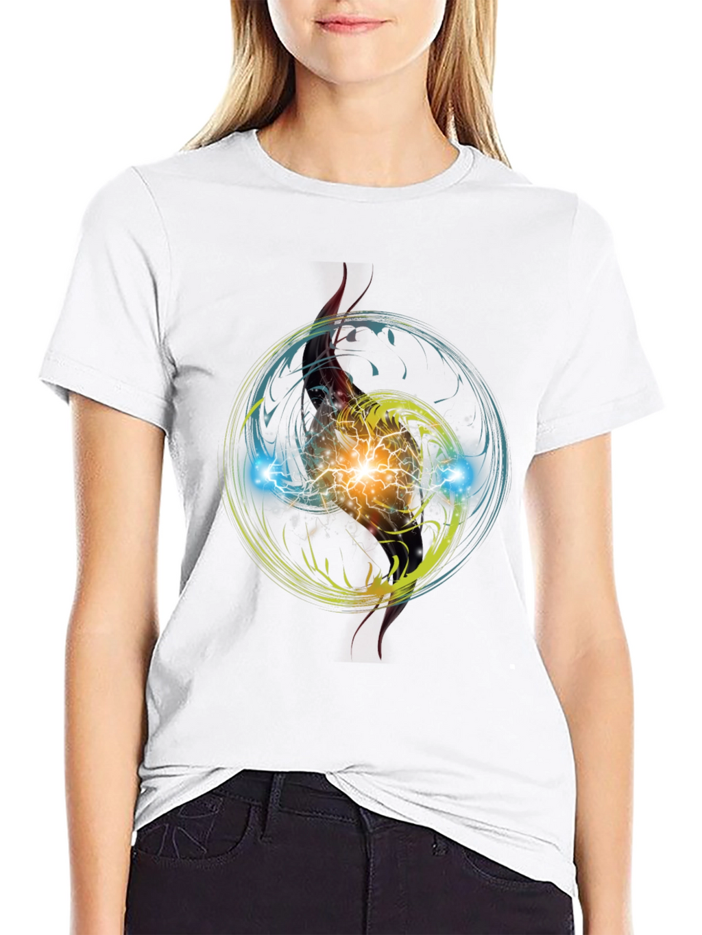 Electric Burst Graphic Tee - Stylish Black T-Shirt