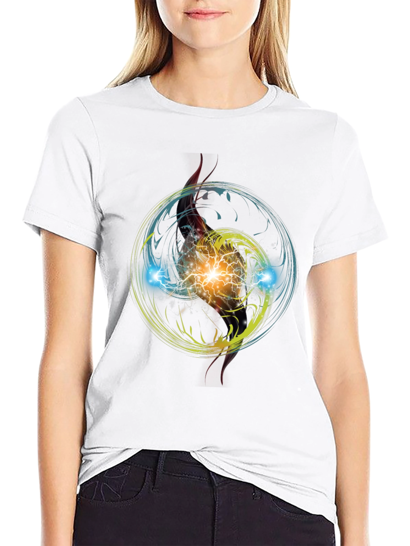 Electric Burst Graphic Tee - Stylish Black T-Shirt