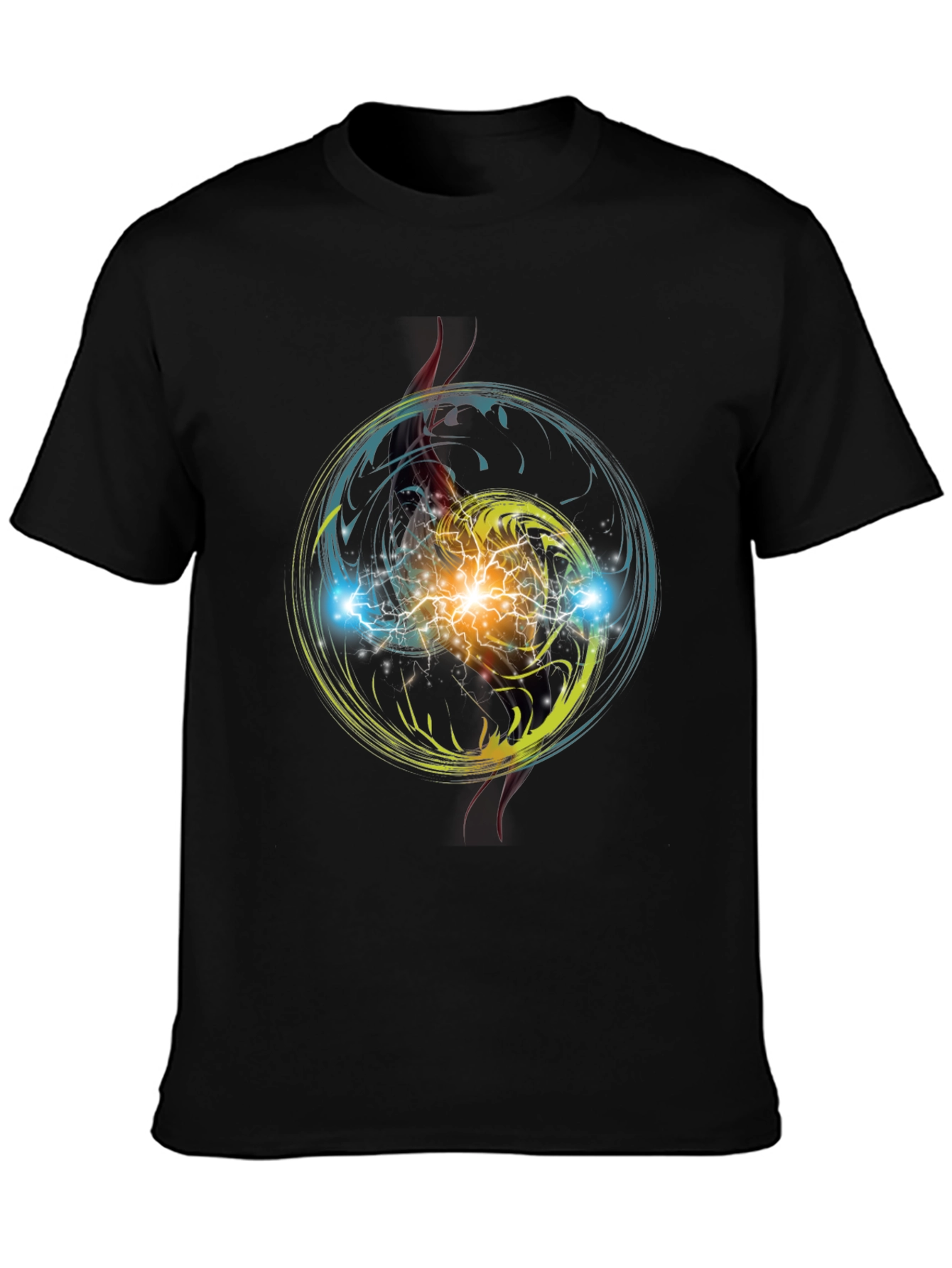 Electric Burst Graphic Tee - Stylish Black T-Shirt