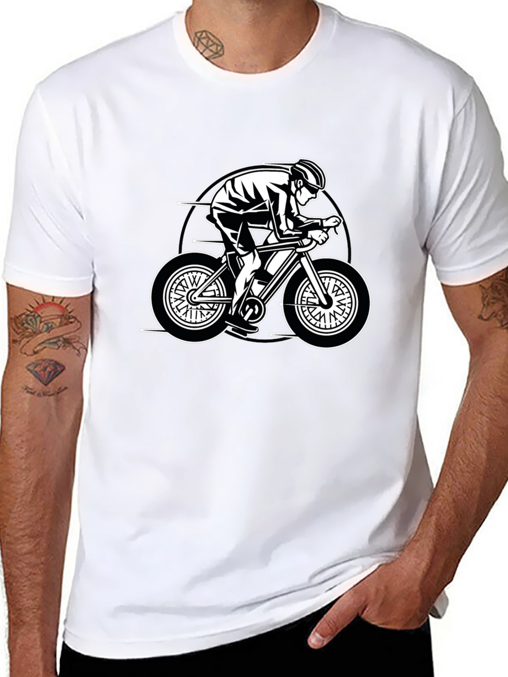 Cycling Graphic Tee - Black Casual Fit