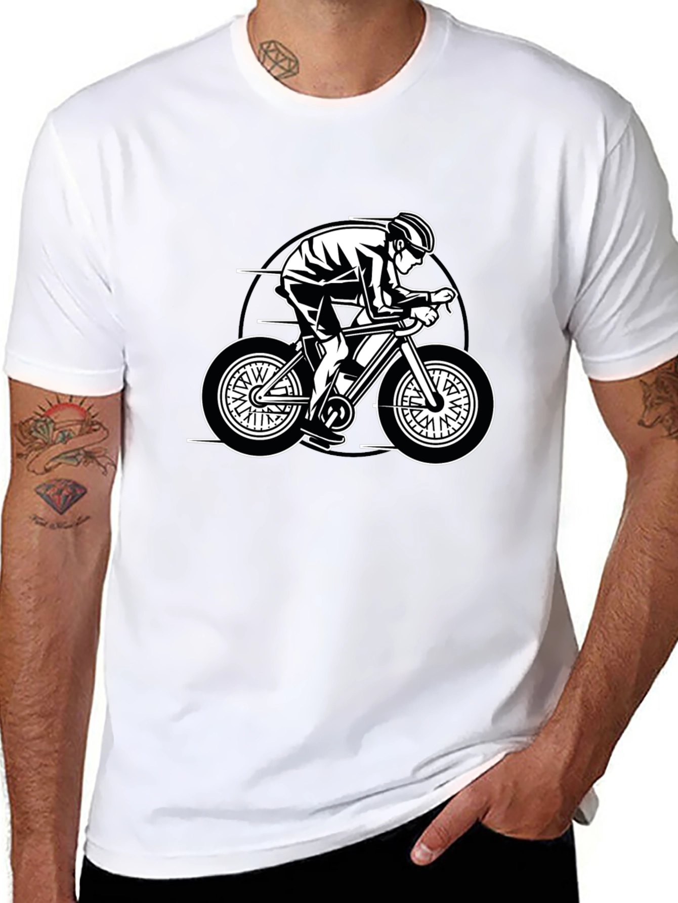 Cycling Graphic Tee - Black Casual Fit