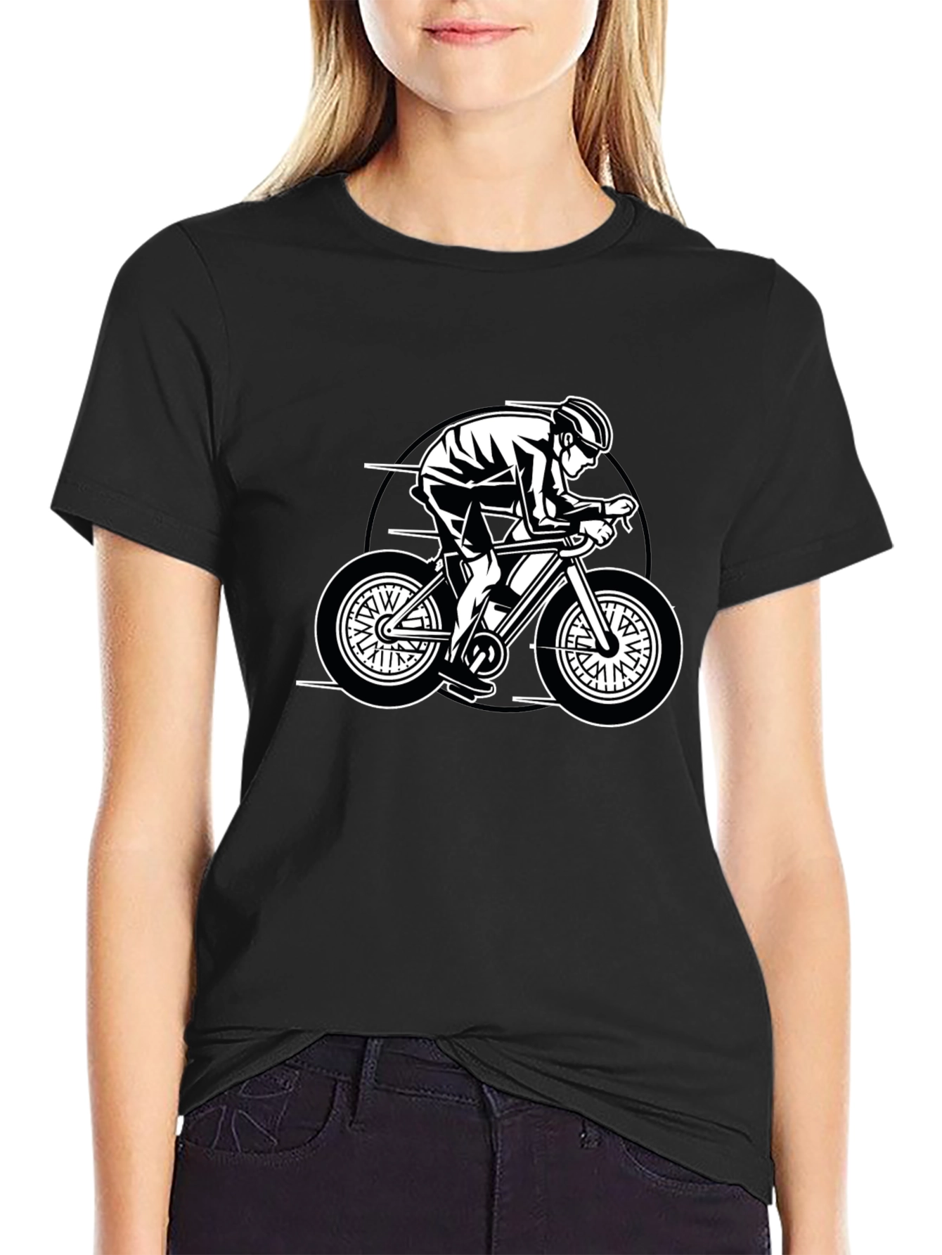 Cycling Graphic Tee - Black Casual Fit
