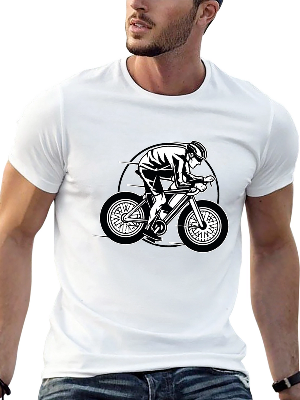 Cycling Graphic Tee - Black Casual Fit