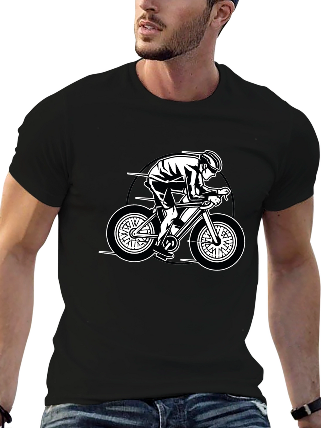 Cycling Graphic Tee - Black Casual Fit