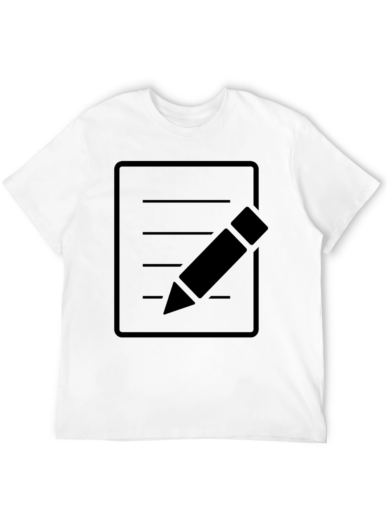 Minimalist Notepad and Pencil Graphic T-Shirt