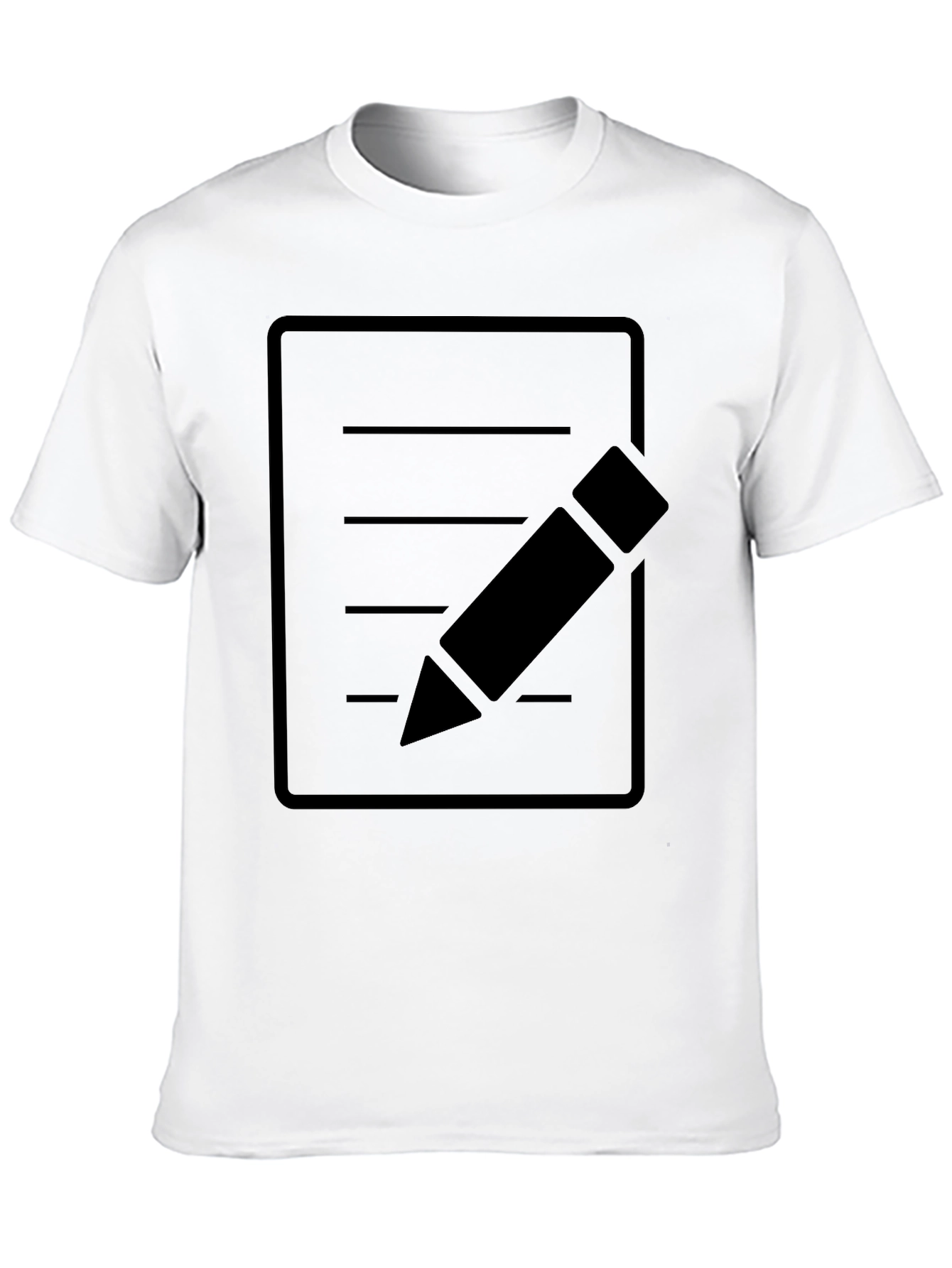 Minimalist Notepad and Pencil Graphic T-Shirt