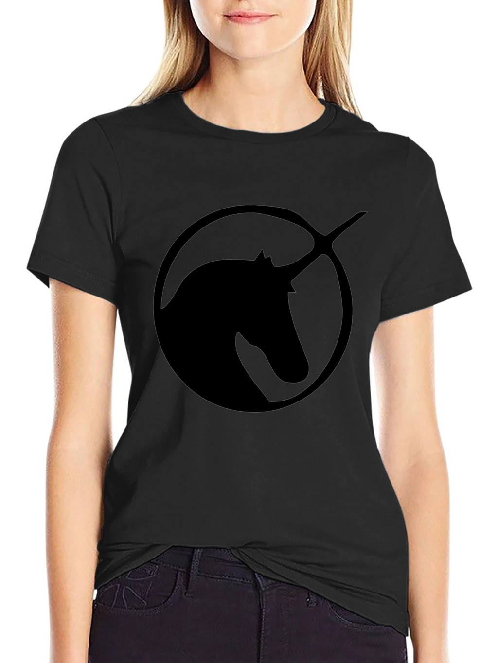Unicorn Silhouette Graphic Tee - Black
