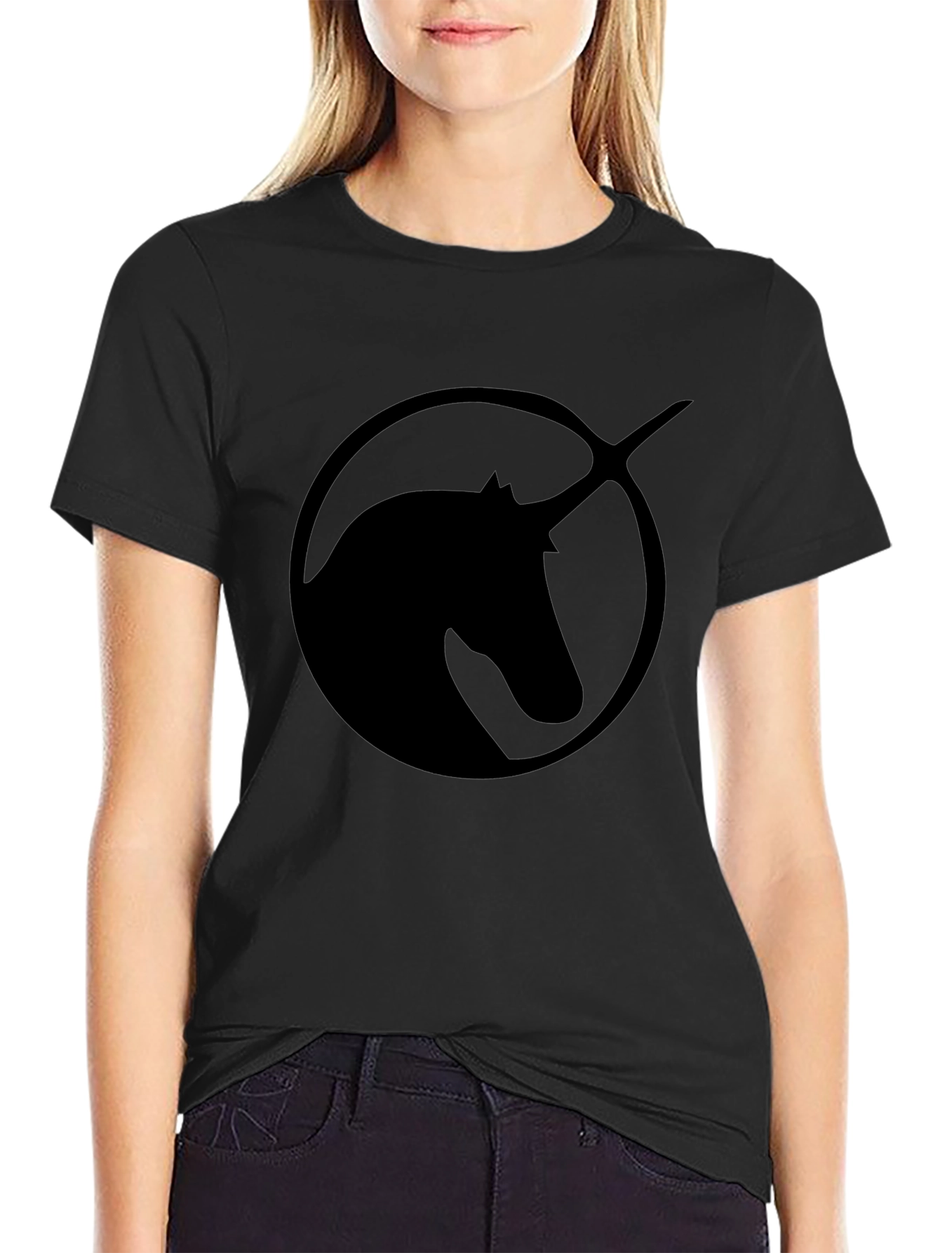 Unicorn Silhouette Graphic Tee - Black