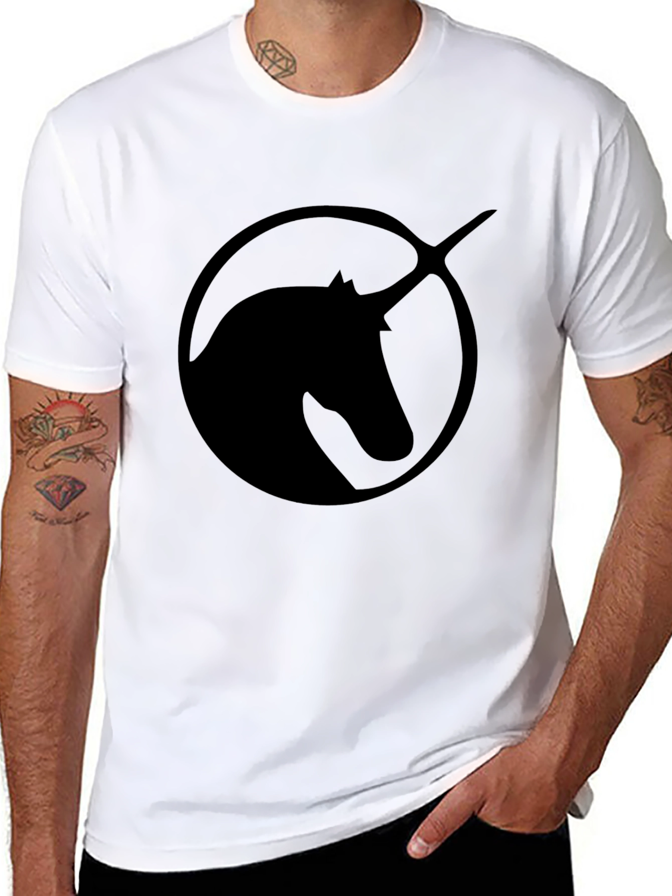 Unicorn Silhouette Graphic Tee - Black